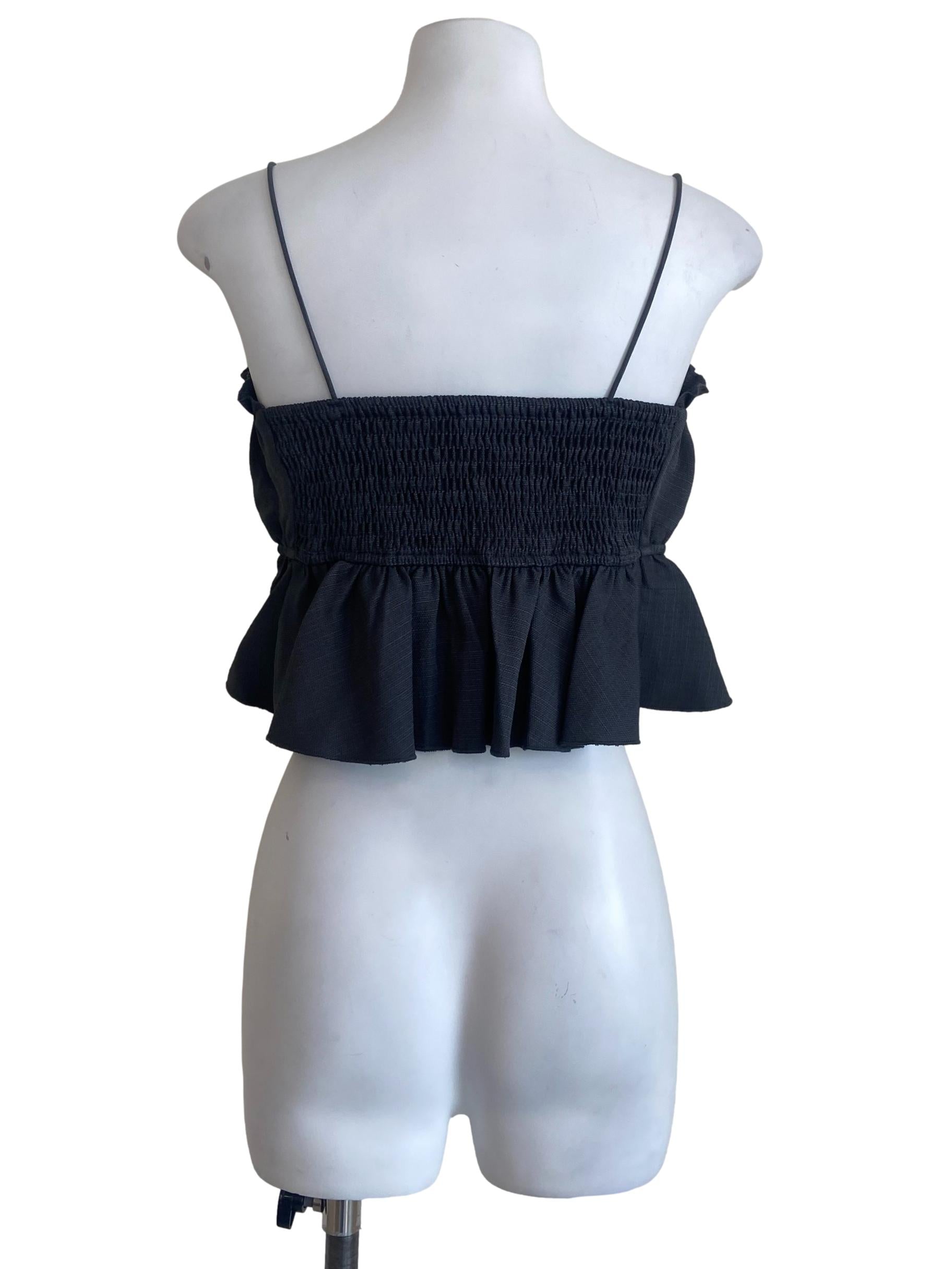 Lead Grey Shirred Crop Top