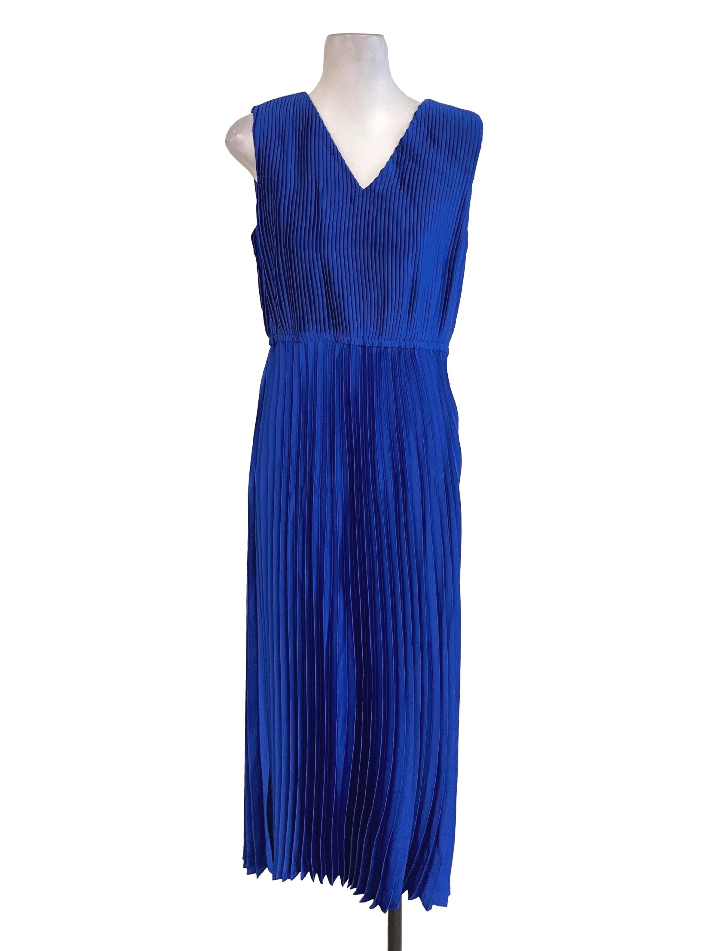 Royal Blue Accordion Satin Dress