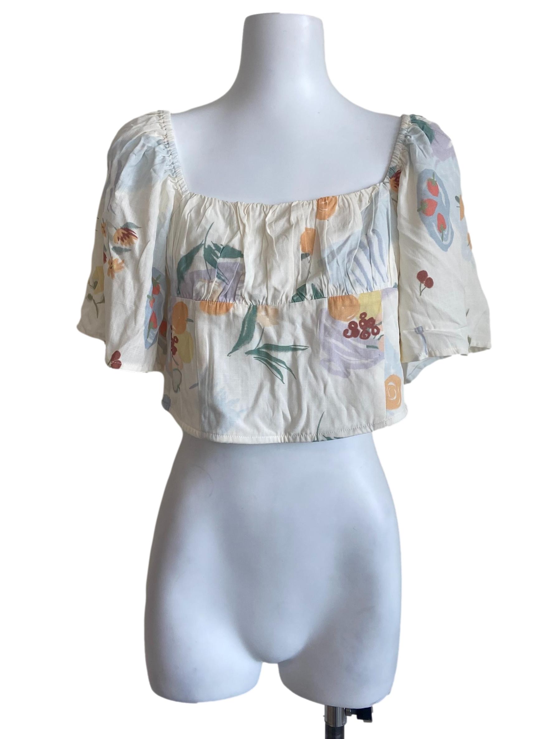 Alabaster Floral Square Neck Crop Top