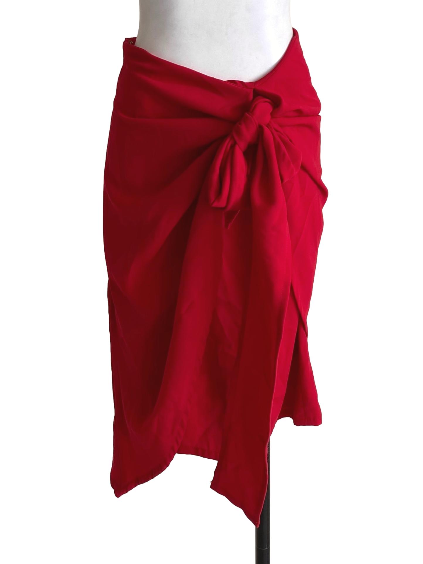 True Scarlet Red Flowy Skirt