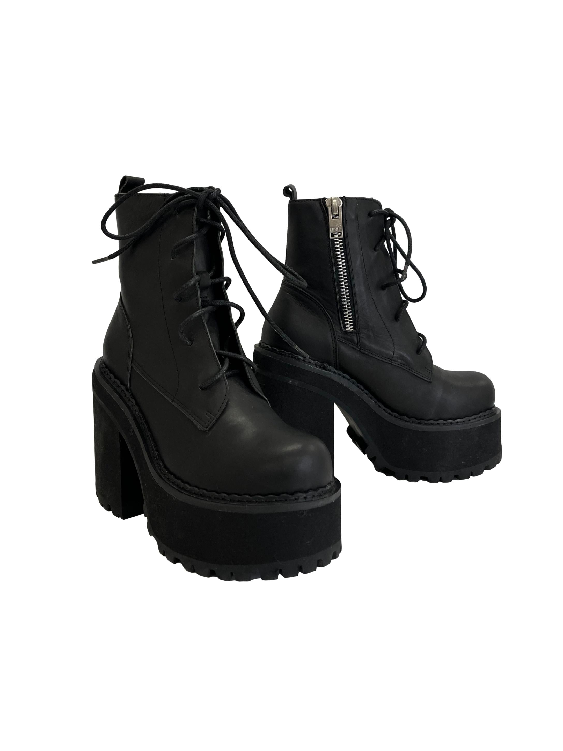 Black Platform Laced Up Boots