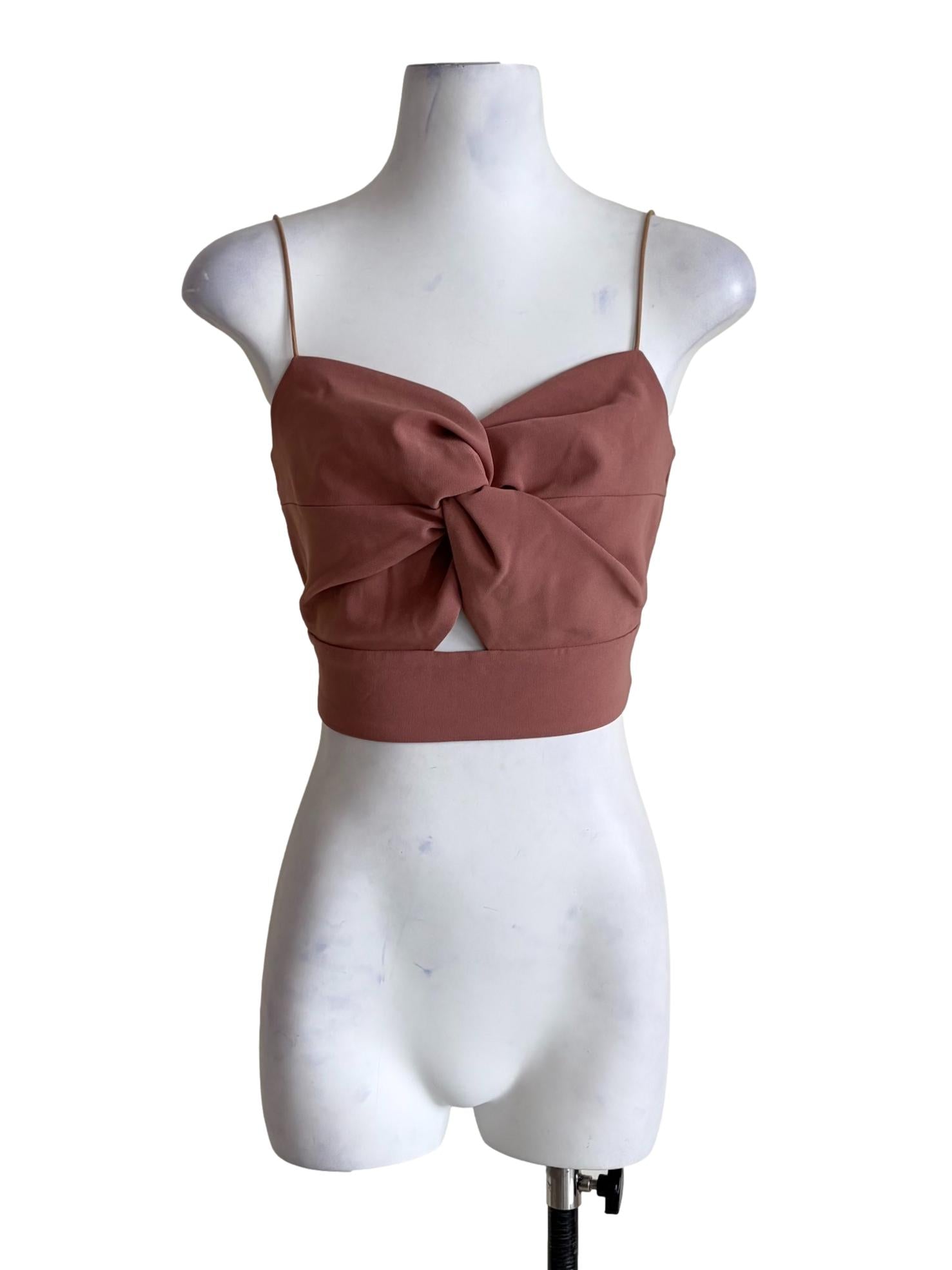 Rose Pink Front Twist Crop Top