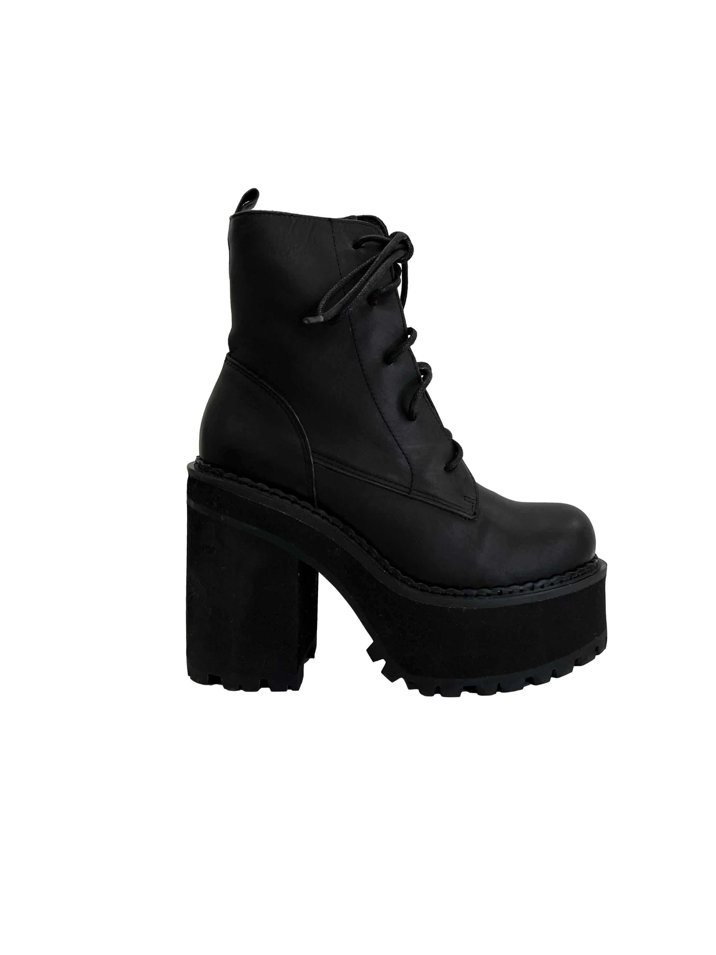 Black Platform Laced Up Boots