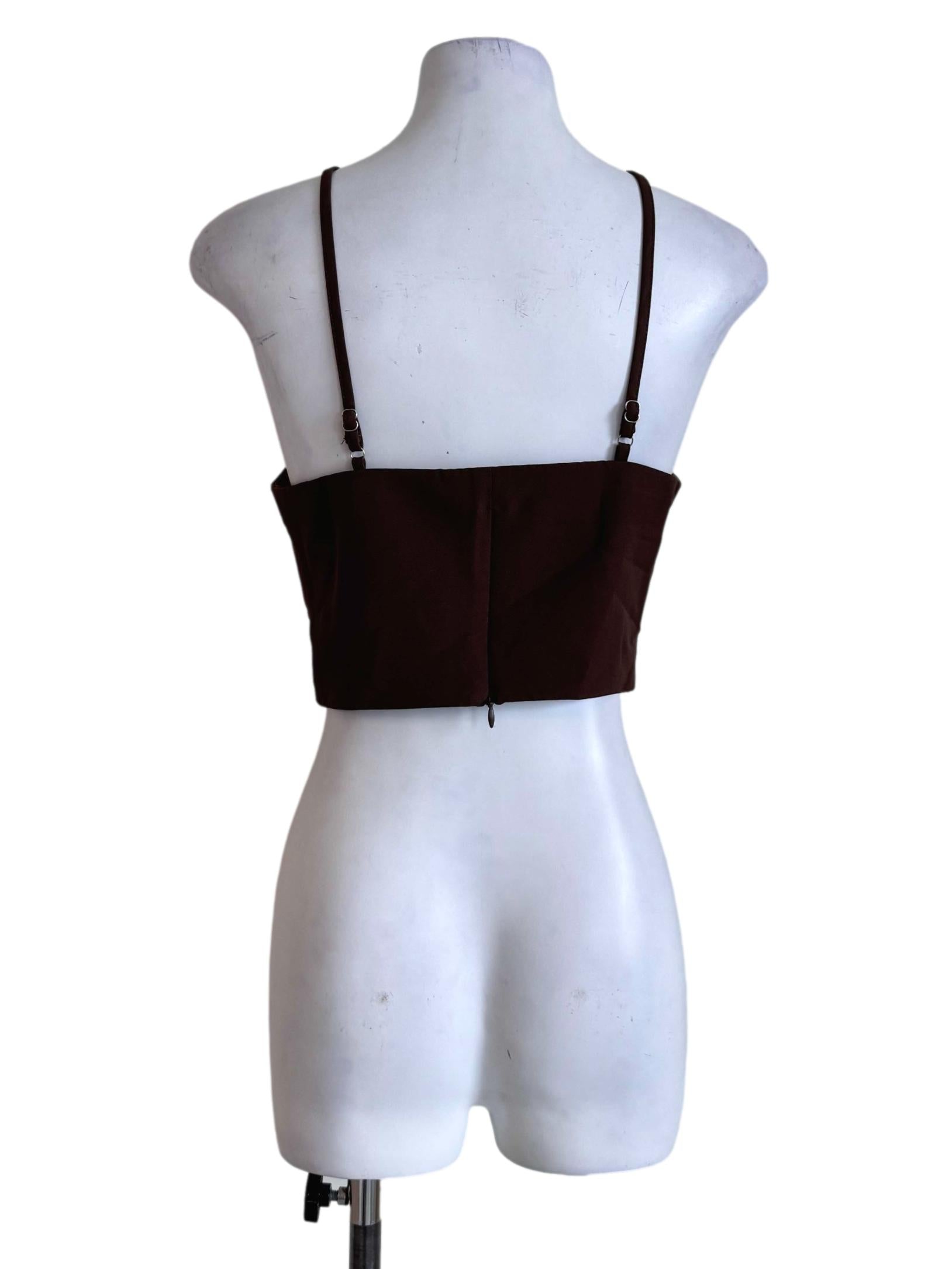 Brown Halter Neck Crop Top