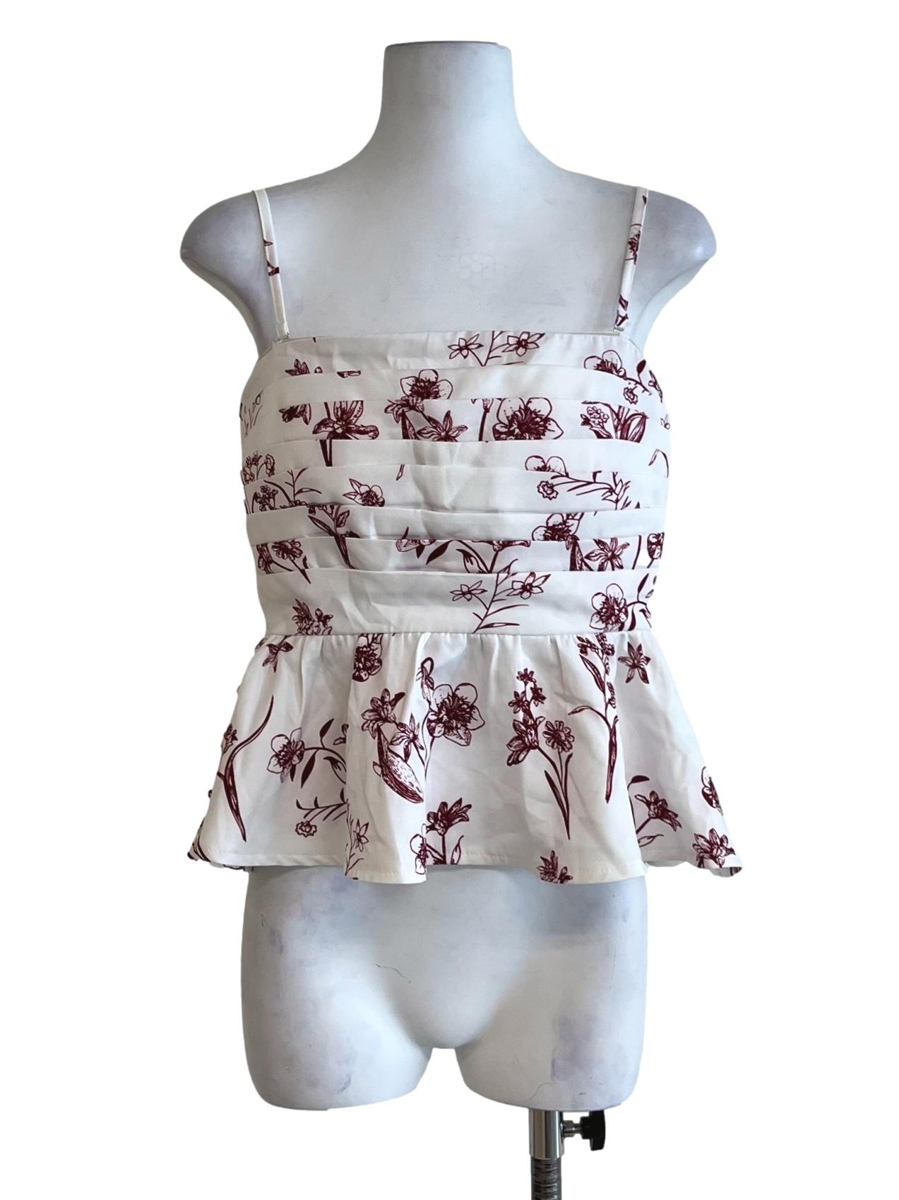 White Floral Sleeveless Top