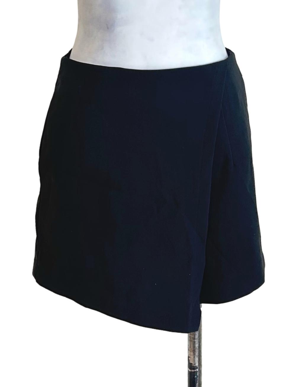 Black High Waisted Wrap Skort