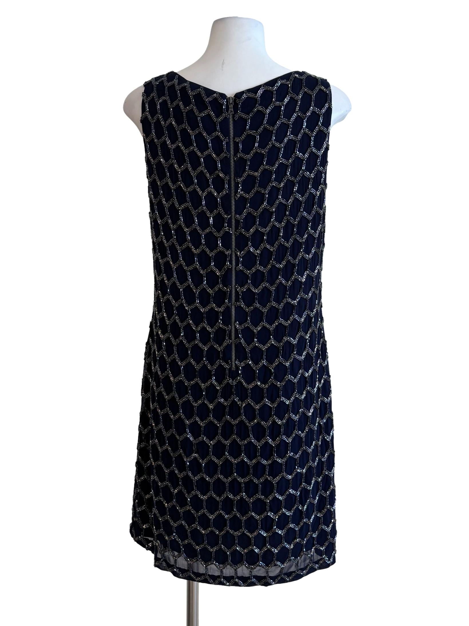 Navy Blue Embellished Mini Dress