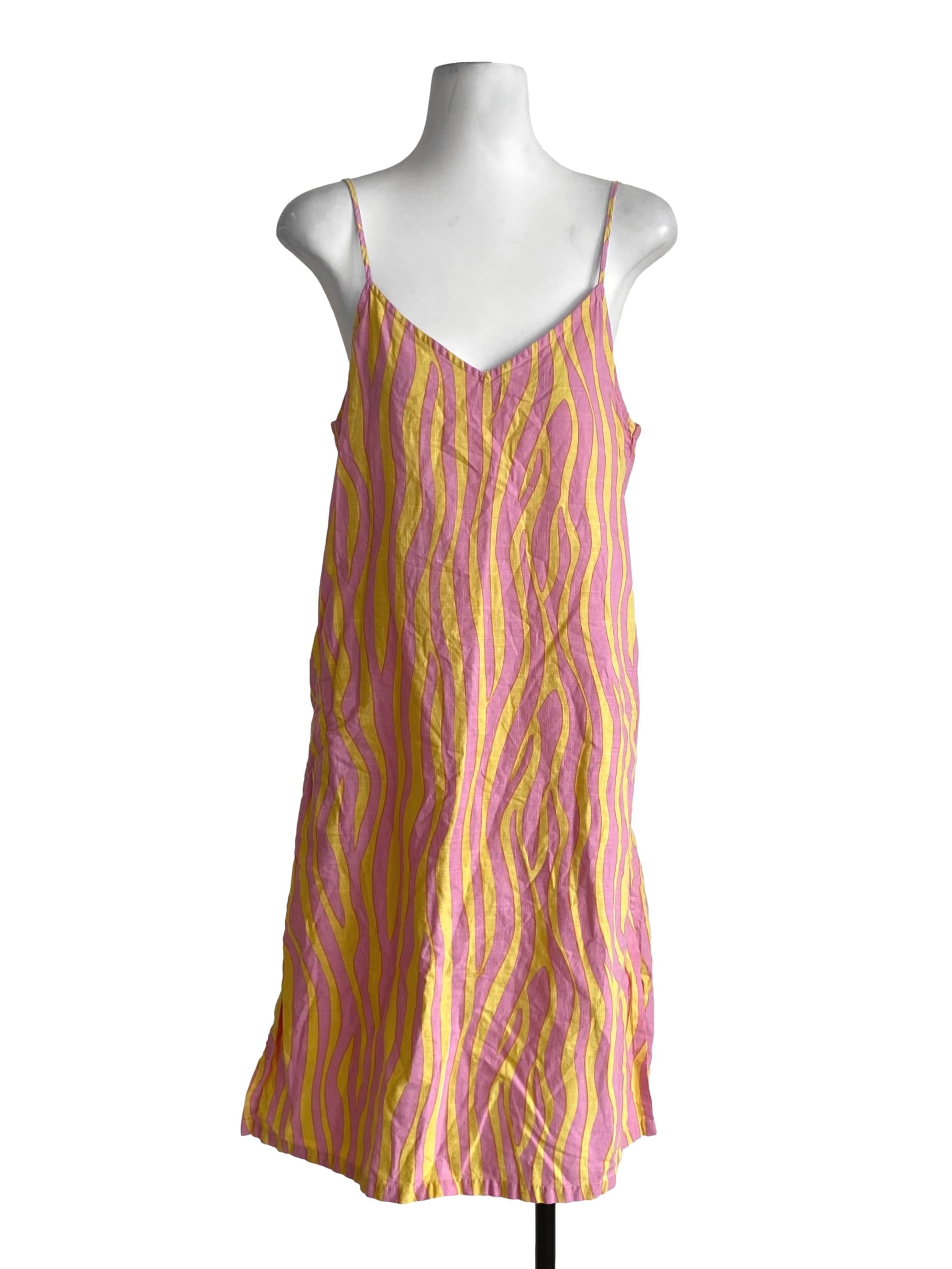 Soft Light Pink And Yellow Pattern Dress