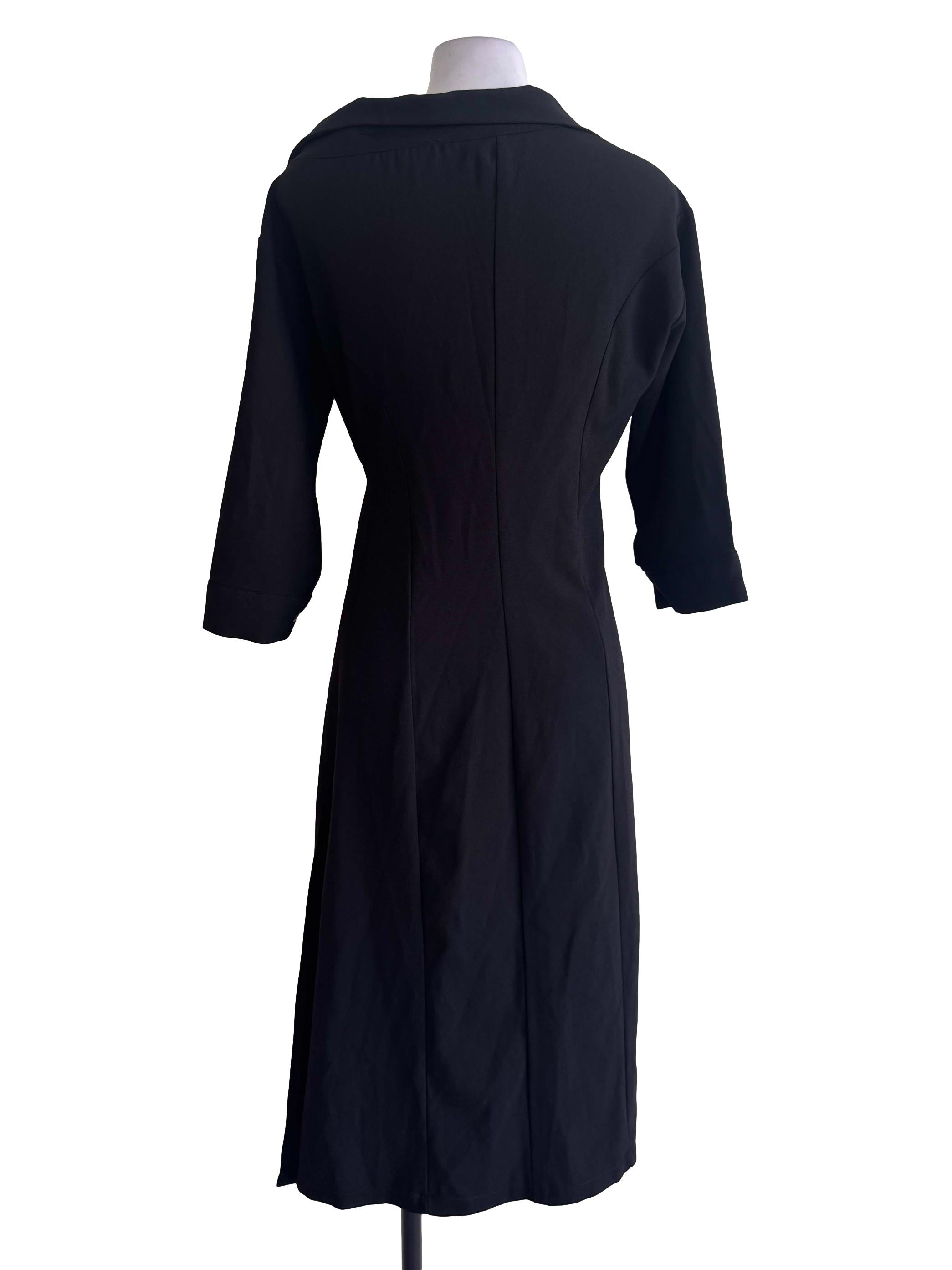 Black Collared Wrap Dress