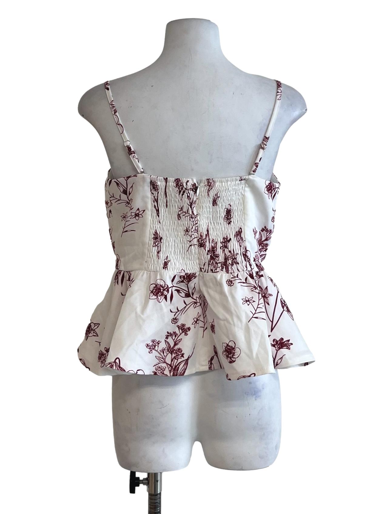White Floral Sleeveless Top