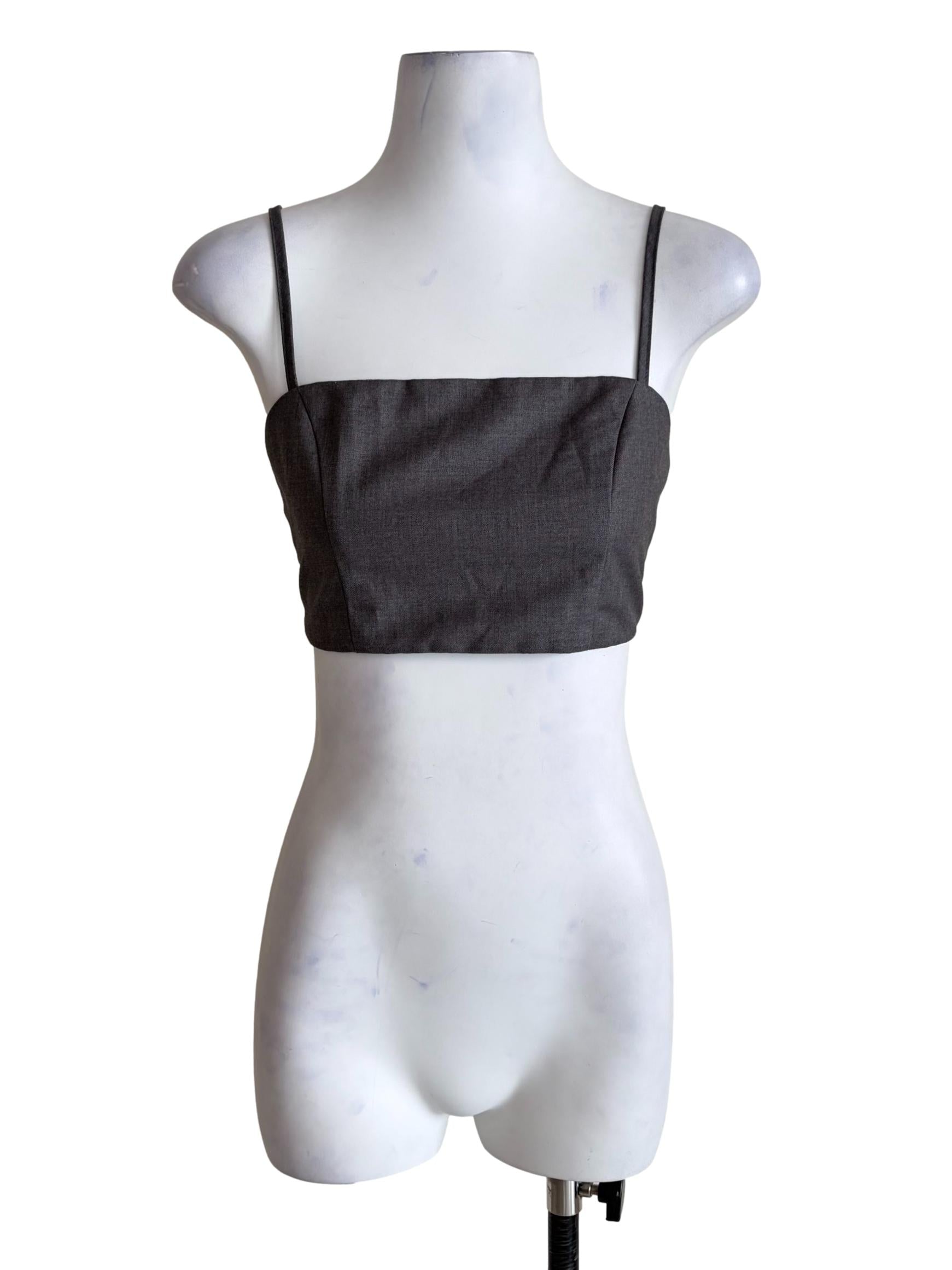 Coin Grey Spaghetti Crop Top