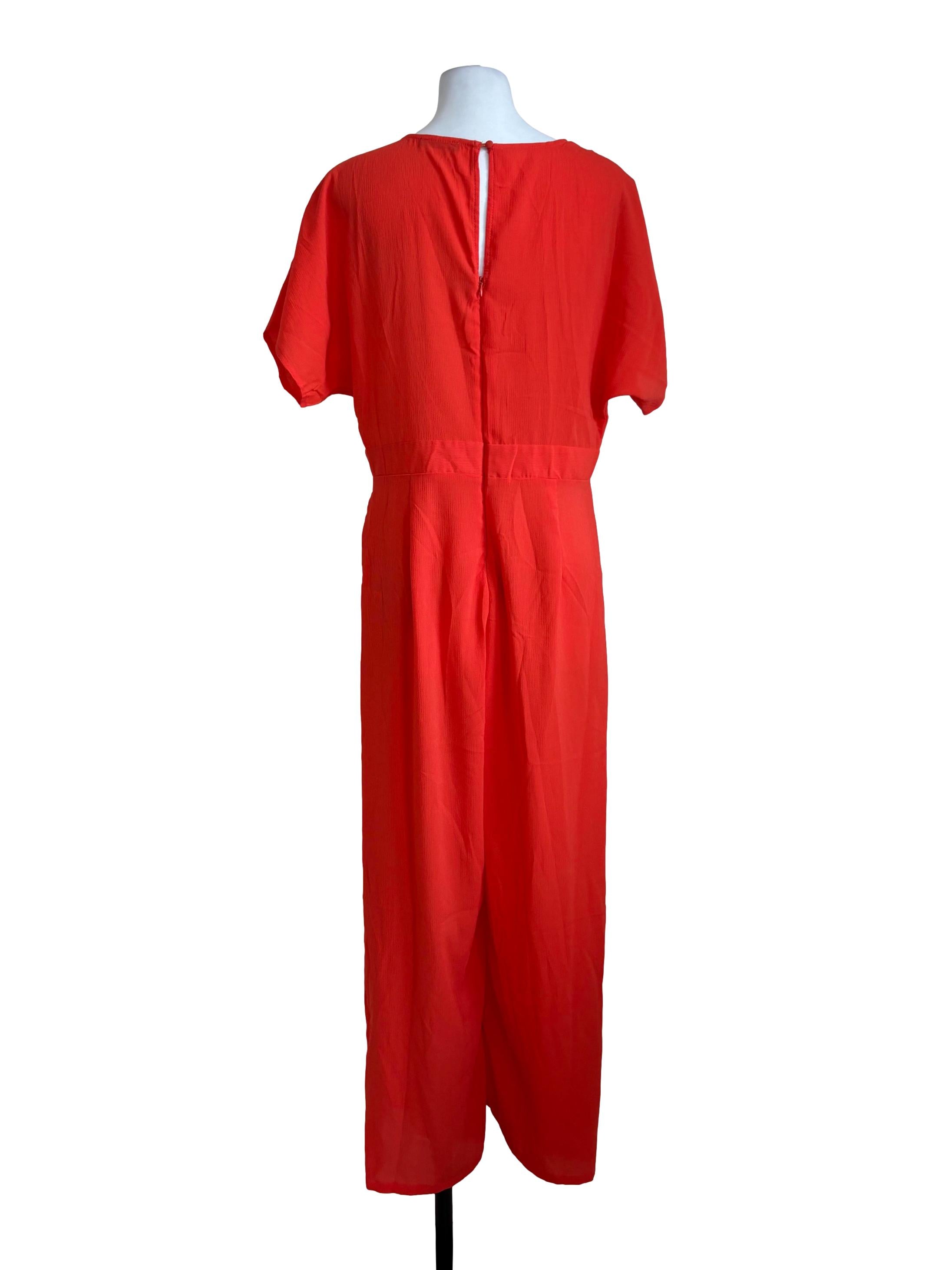 Neon Orange Wrap Jumpsuits