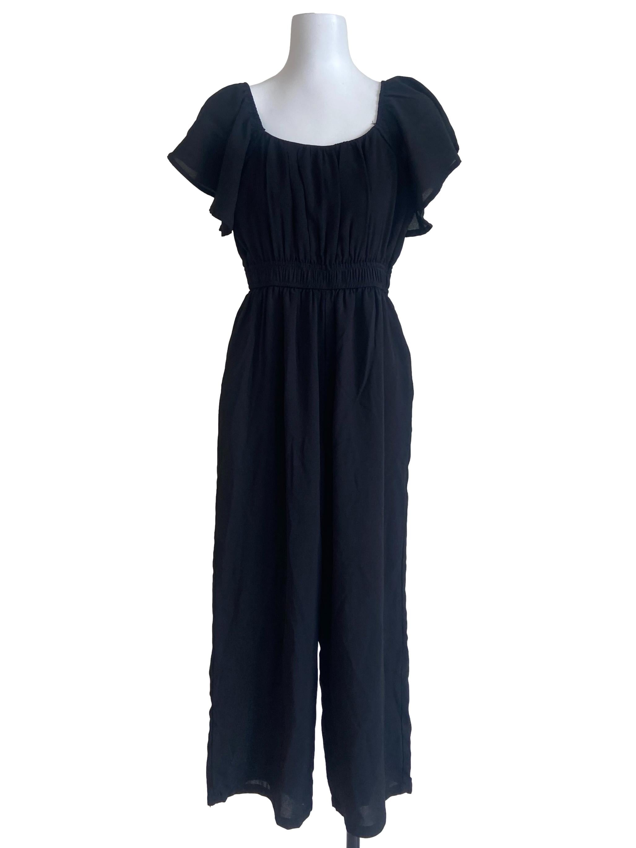 Black Flare Sleeve Jumpsuit