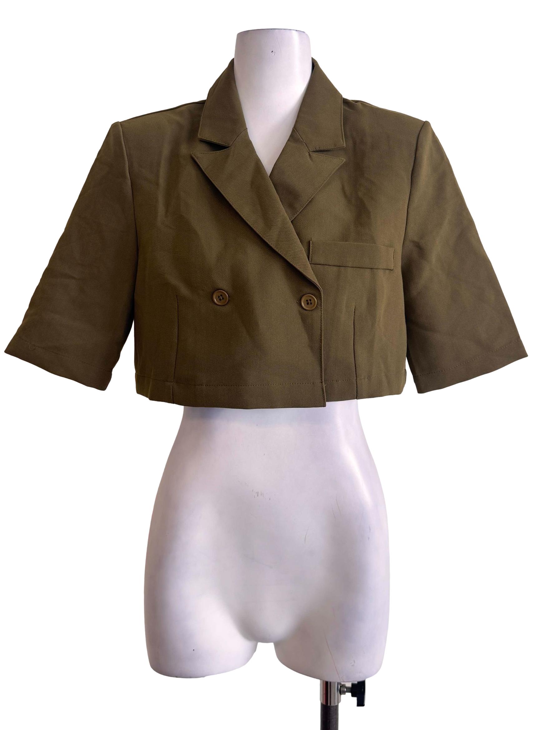 Pickle Green Cropped Blazer