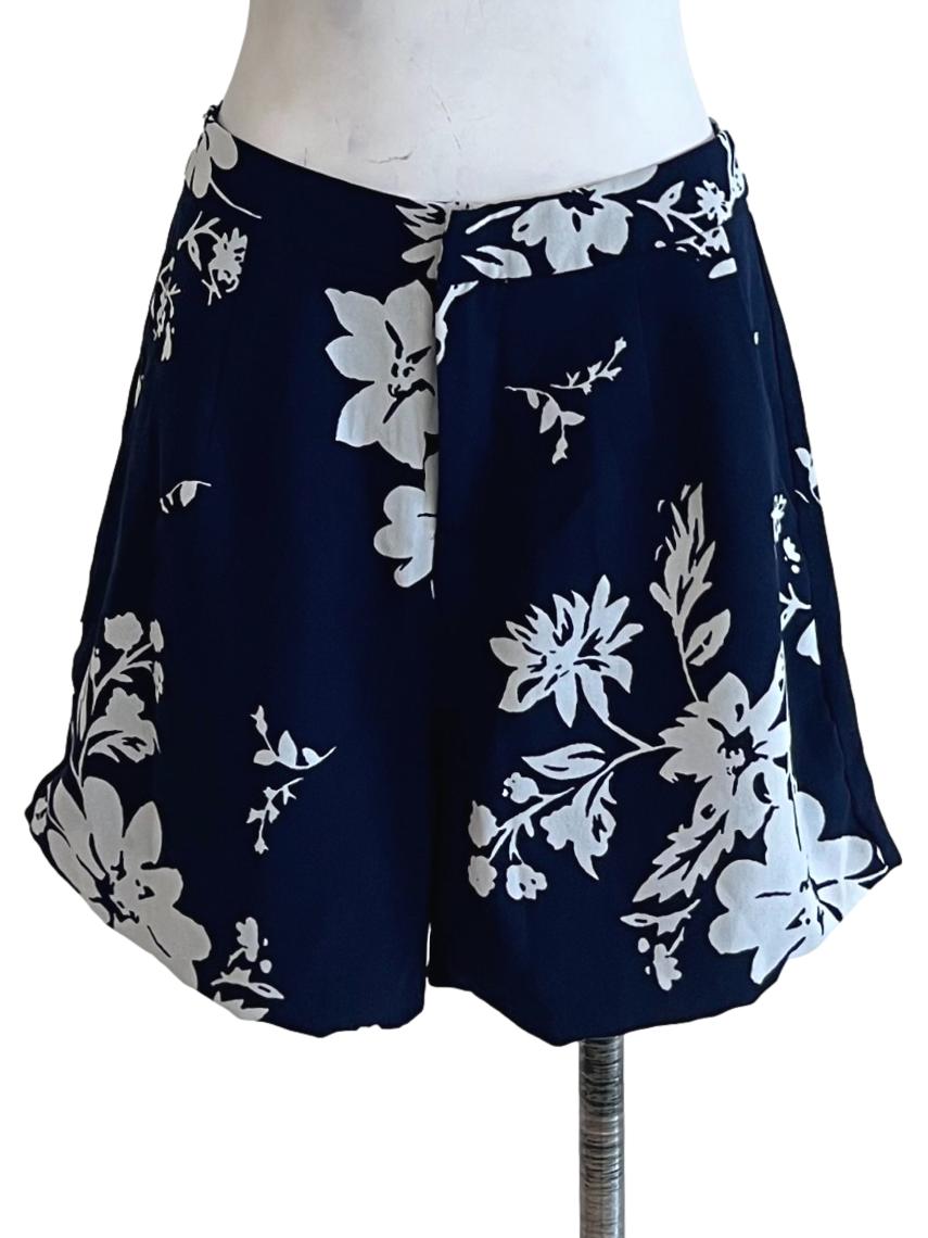 Navy Blue Floral Shorts