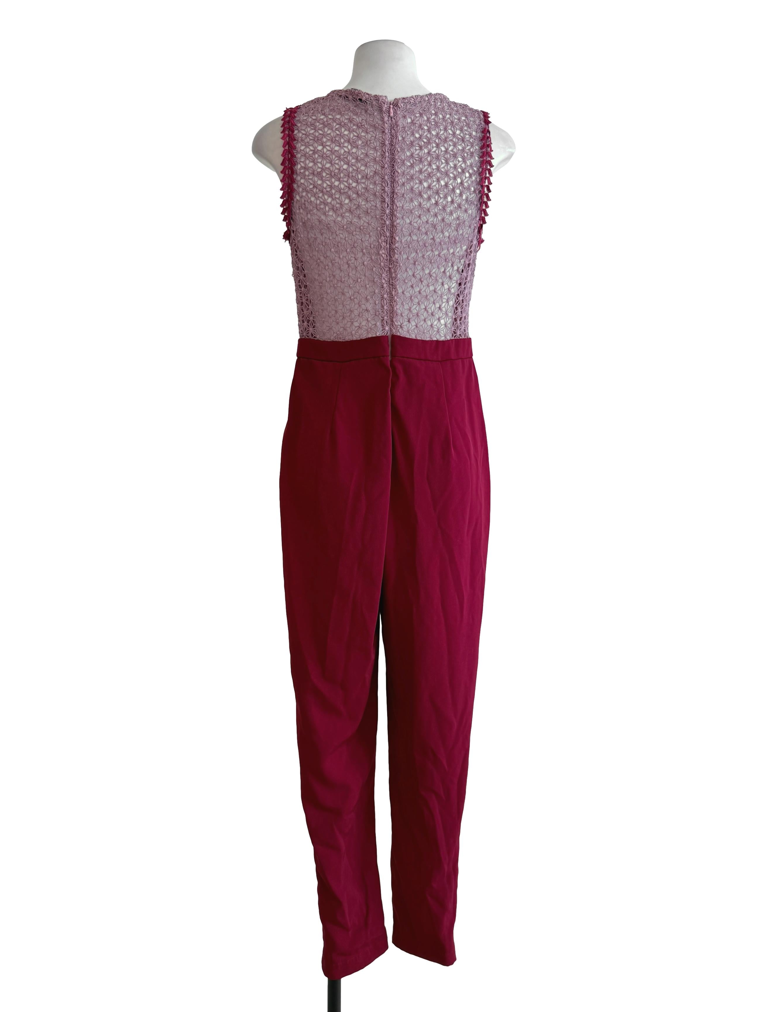 Red Embroidery Sleeveless Jumpsuit