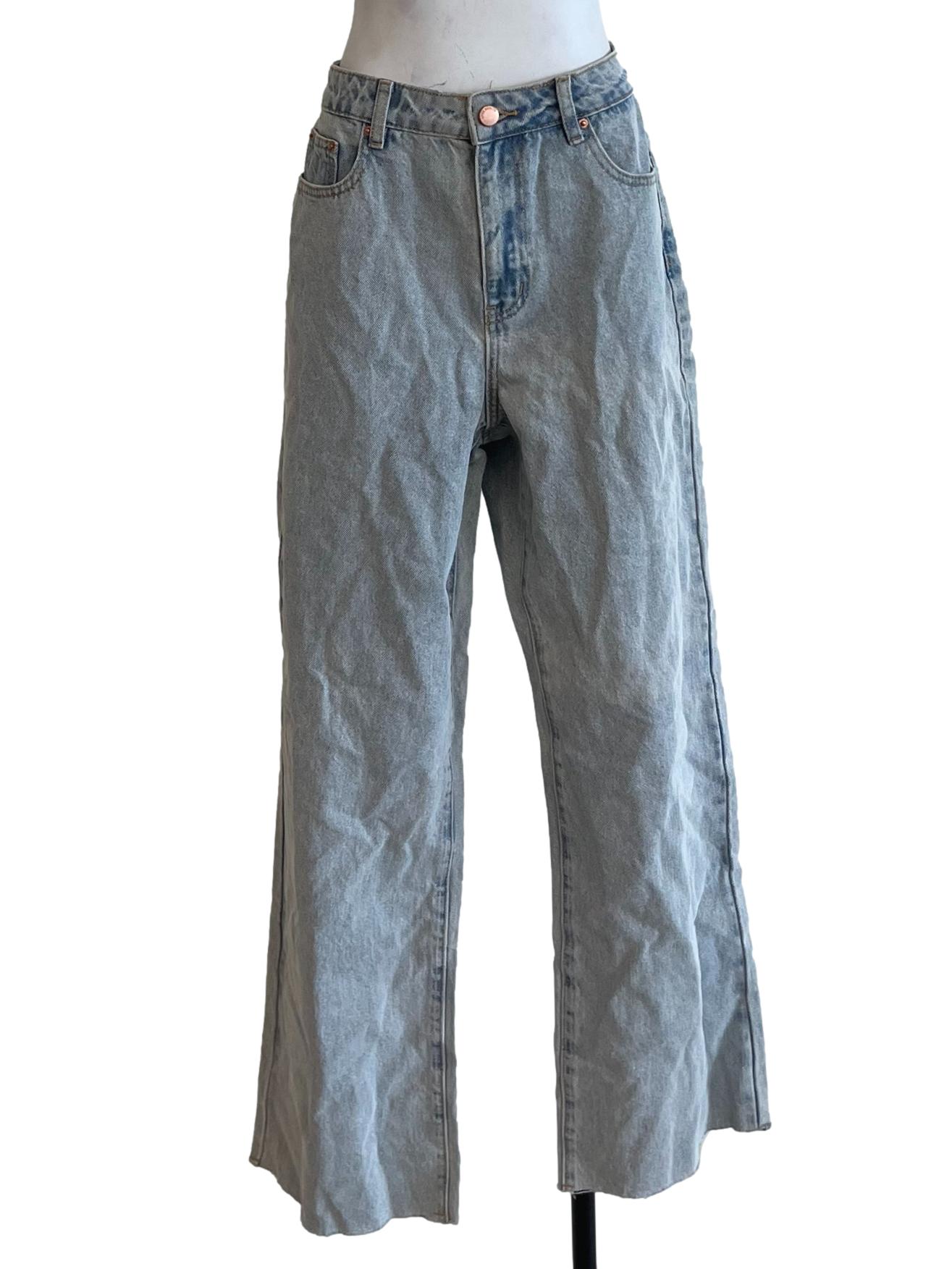 Blue Denim Wide-Leg Jeans