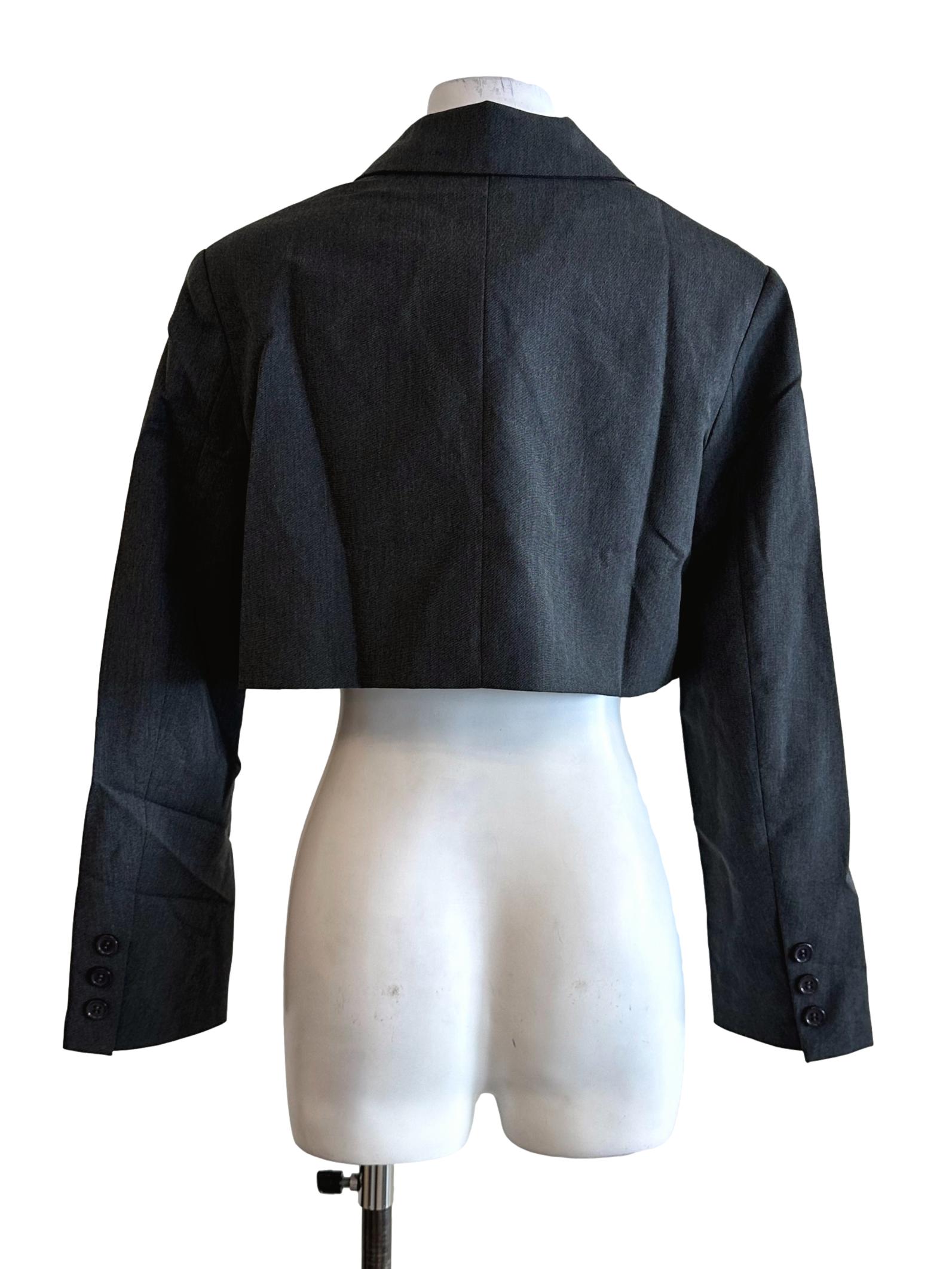 Pebble Grey Crop Blazer YHF