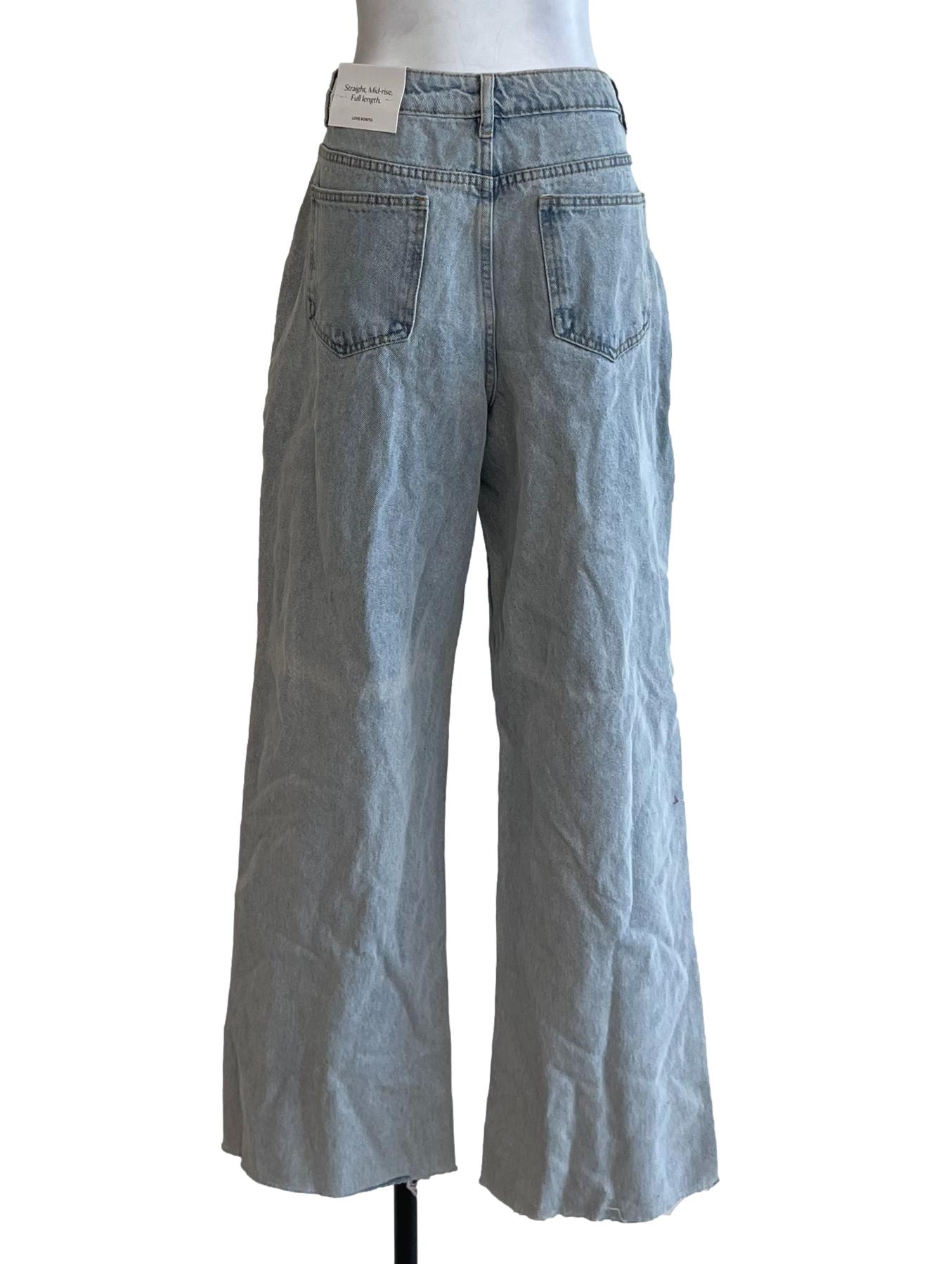 Blue Denim Wide-Leg Jeans