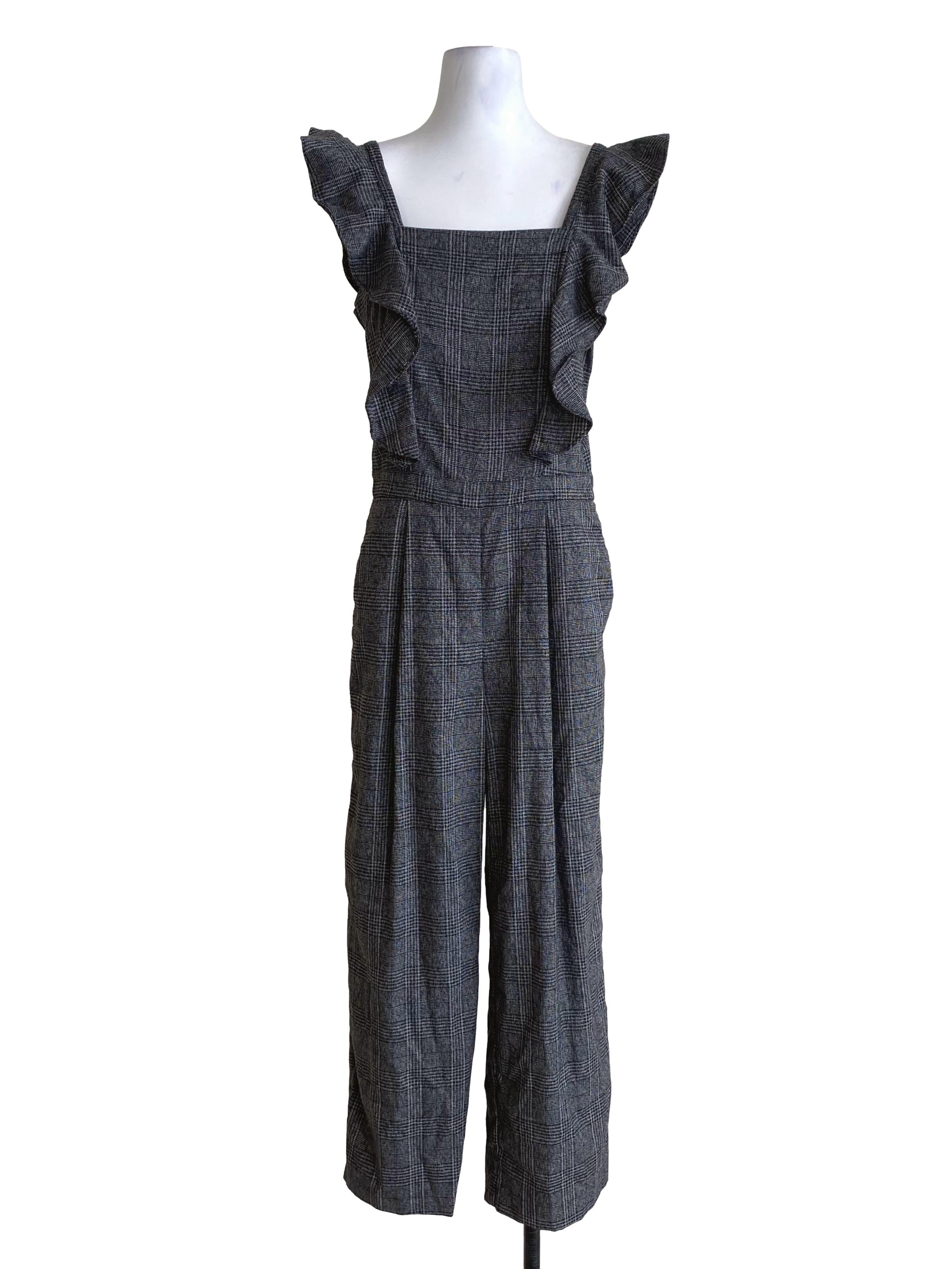 Storm Grey Multicolor Flannel Pattern Jumpsuit