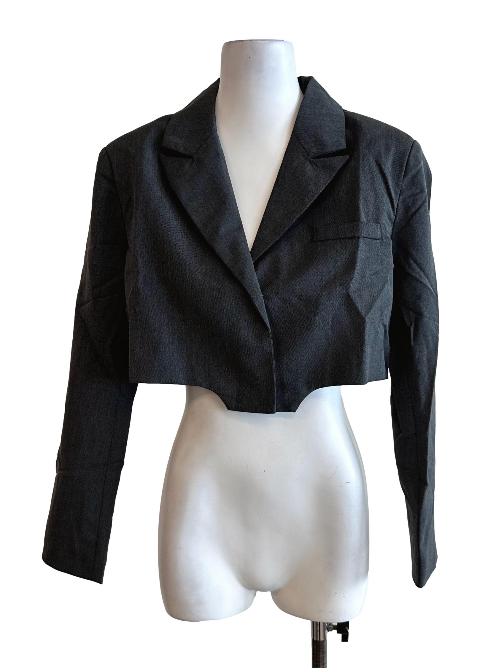 Pebble Grey Crop Blazer YHF