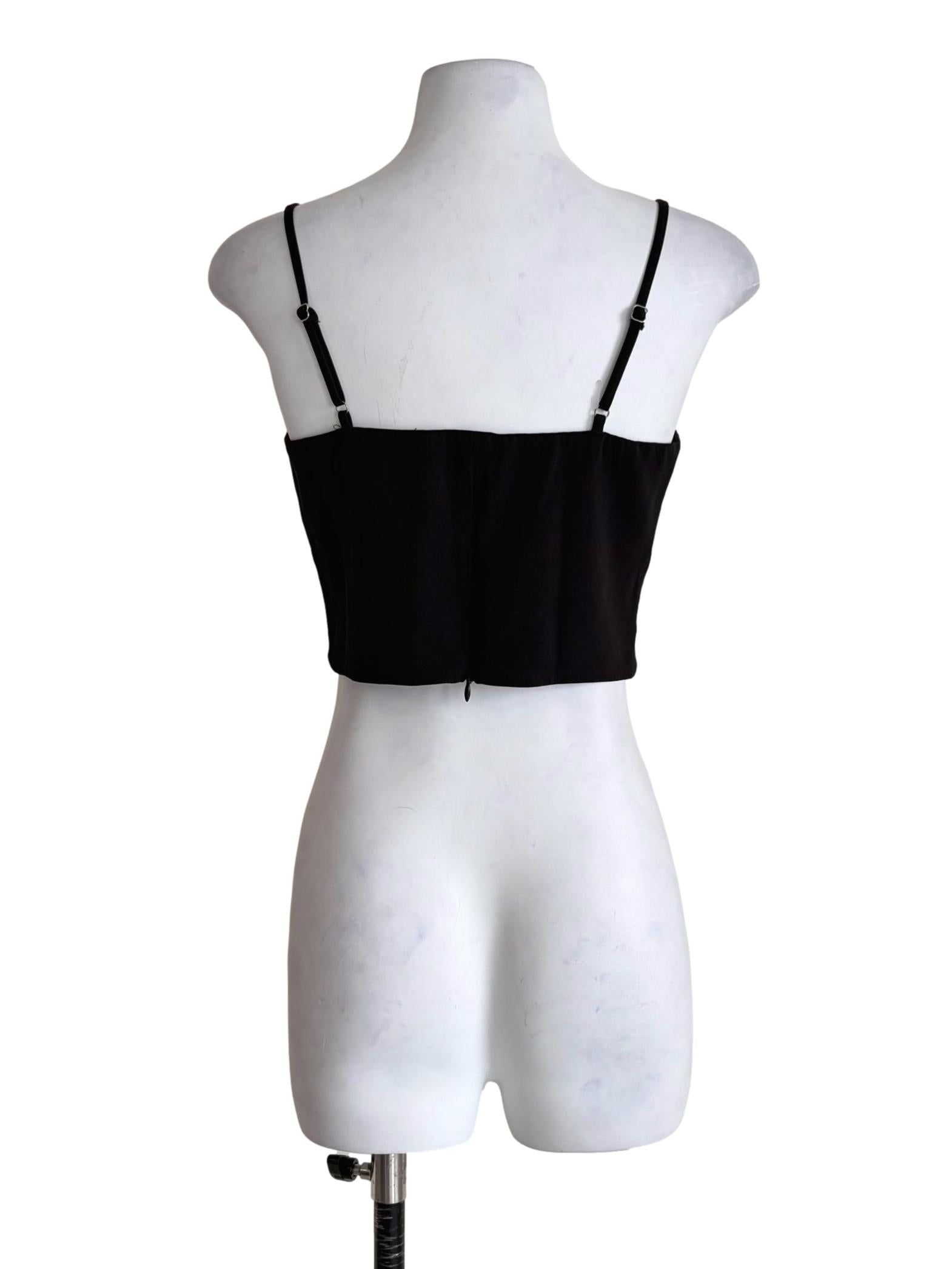 Jade Black Pleated Crop Top