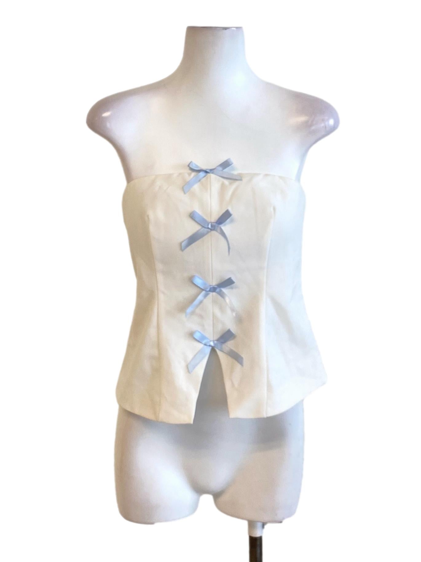 Soft White Coquette Strapless Cropped Top TTR
