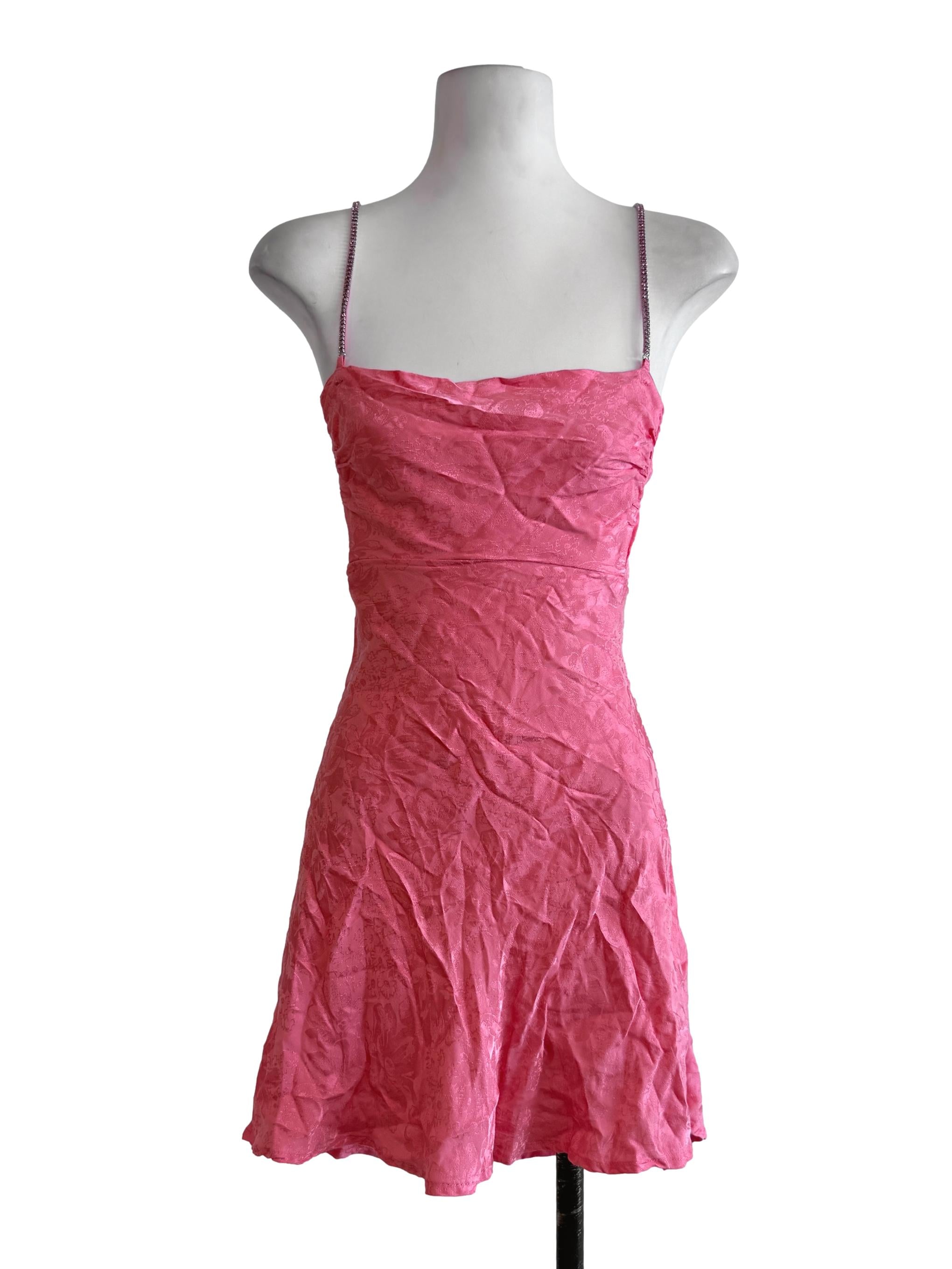 Hot Coral Pink Mini Dress