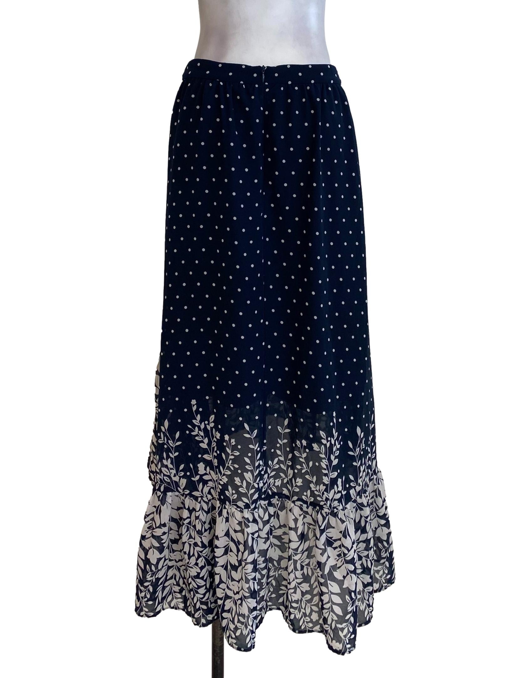 Navy Blue Polka Dot Skirt
