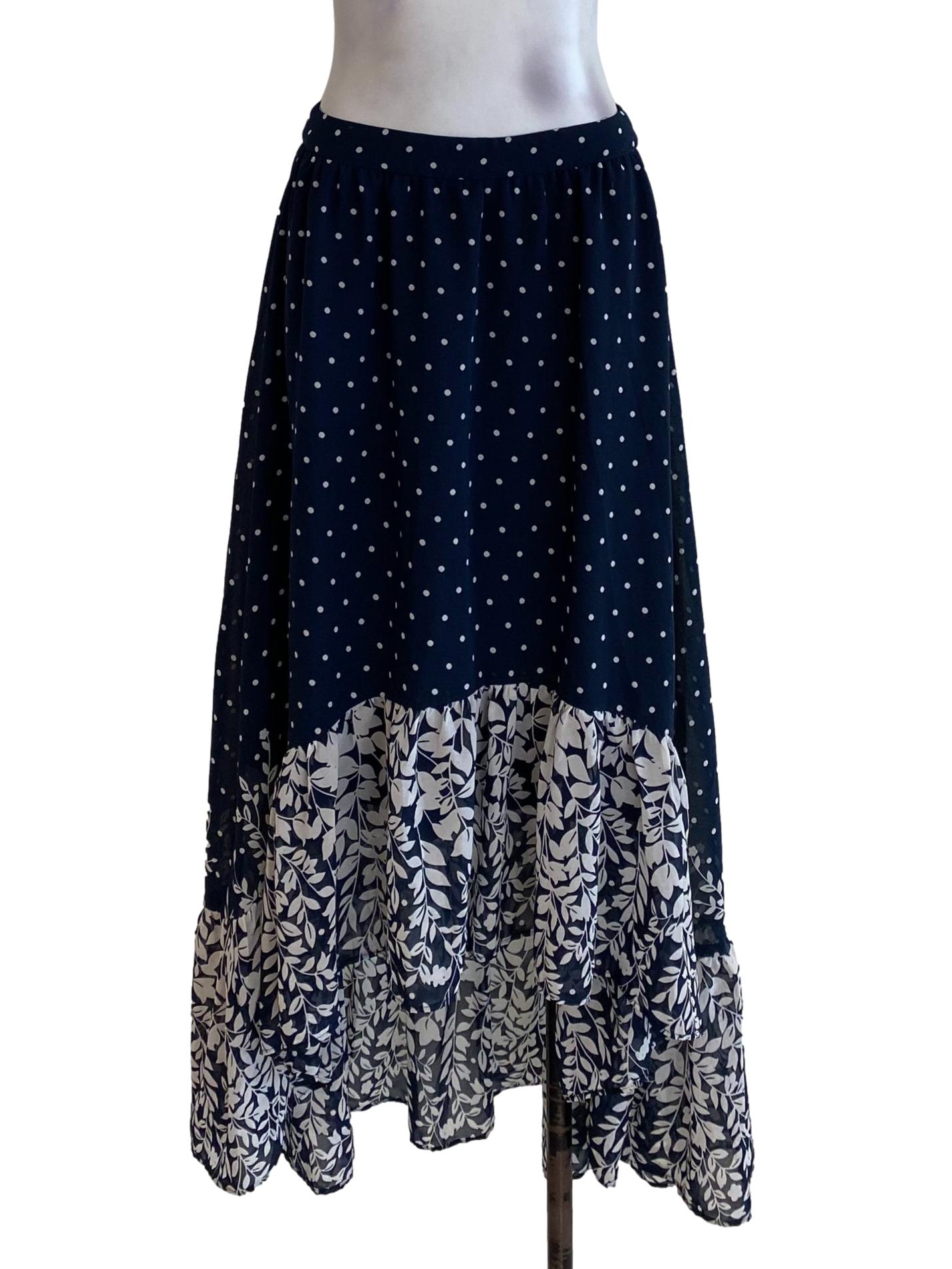 Navy Blue Polka Dot Skirt