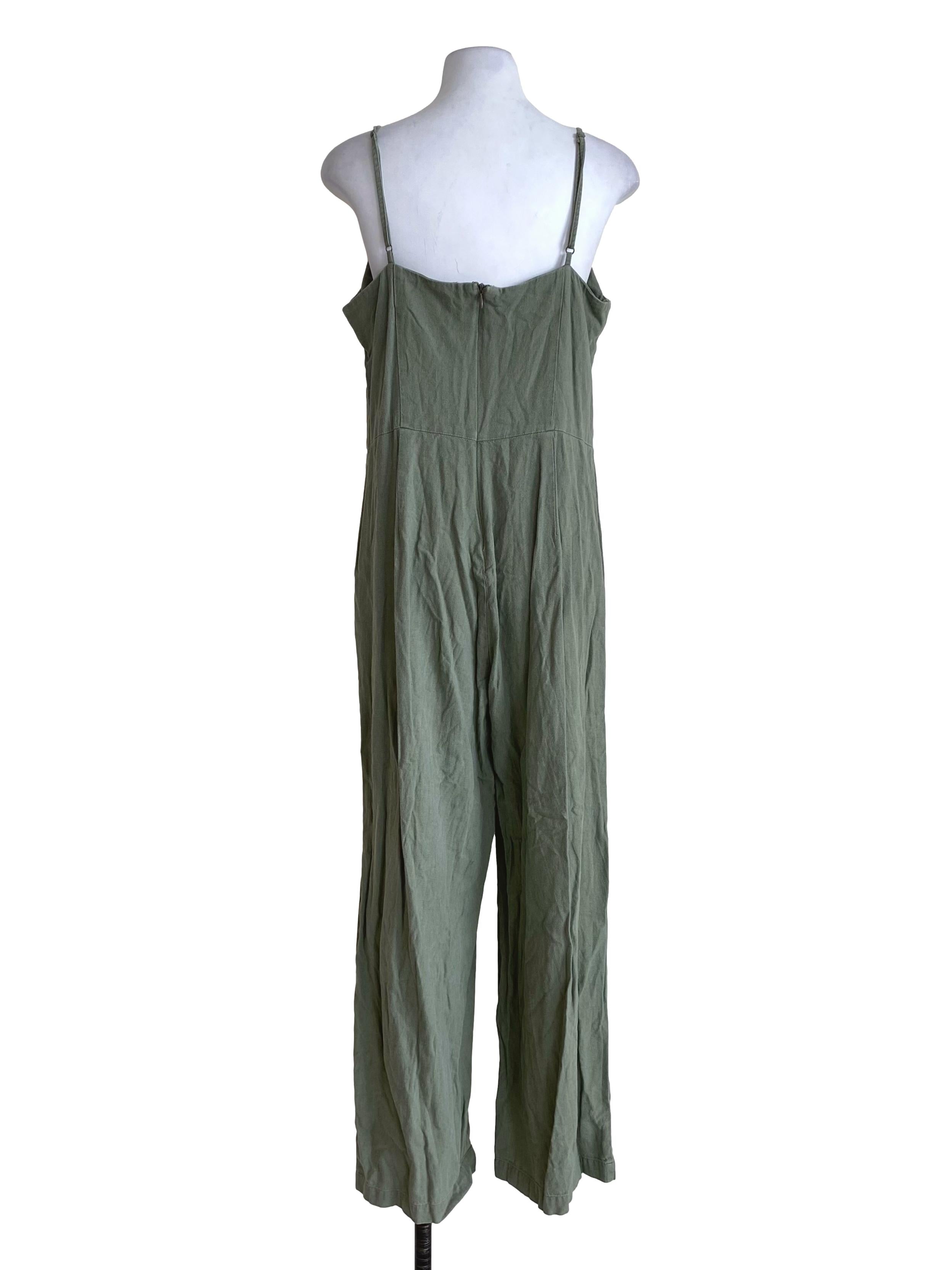Pistachio Green Button Down Sleeveless Jumpsuit