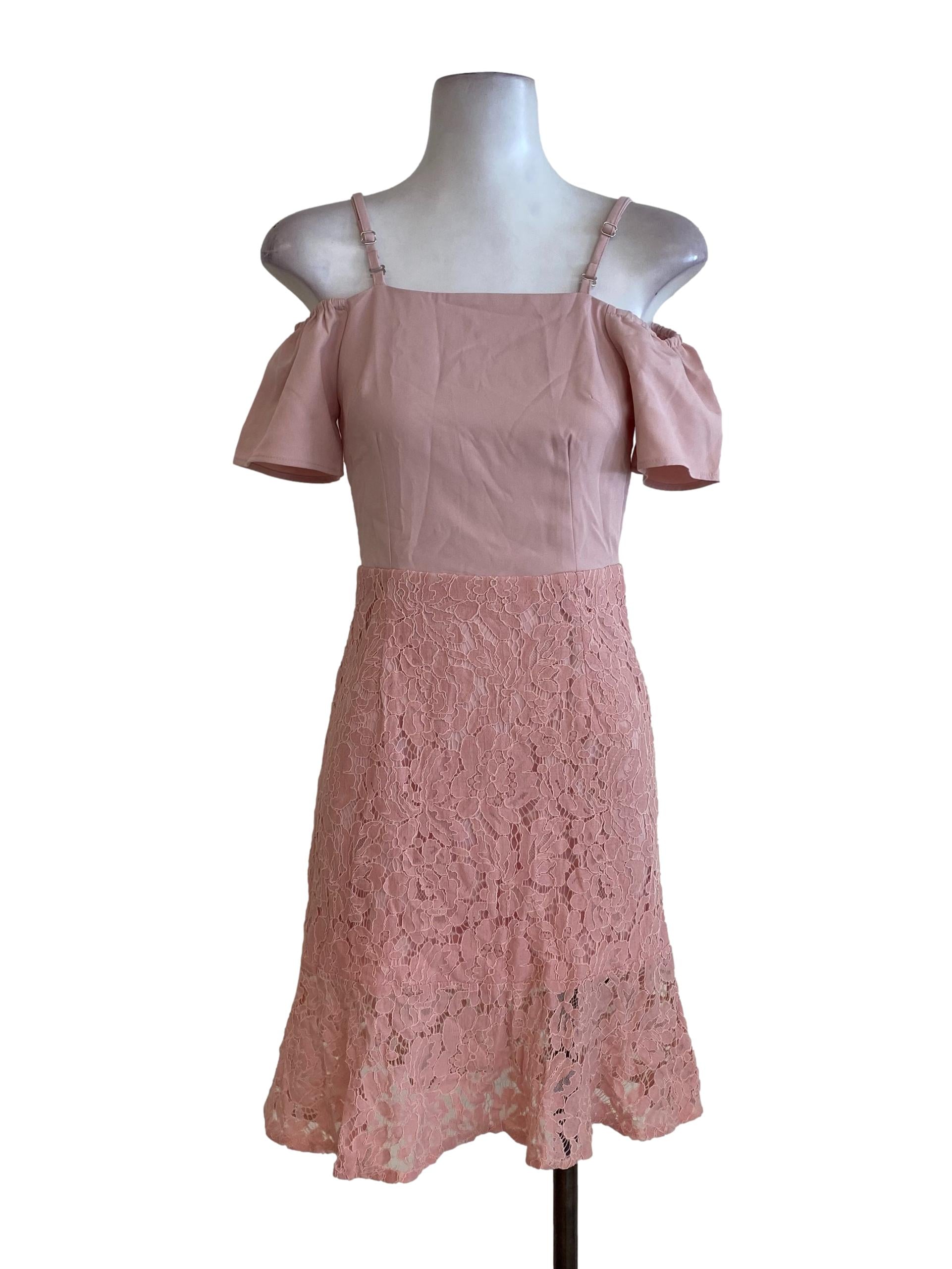 Soft Pink Floral Laced Dress