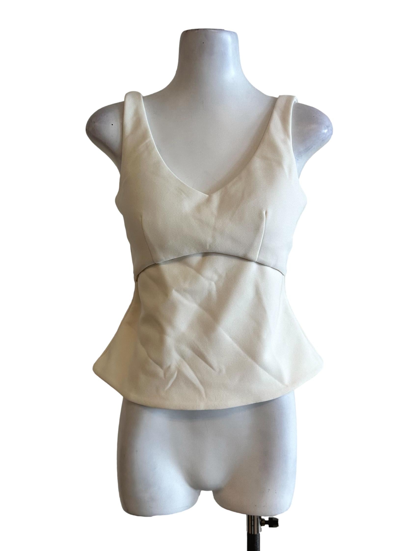 Off White Padded Sleeveless Top LB