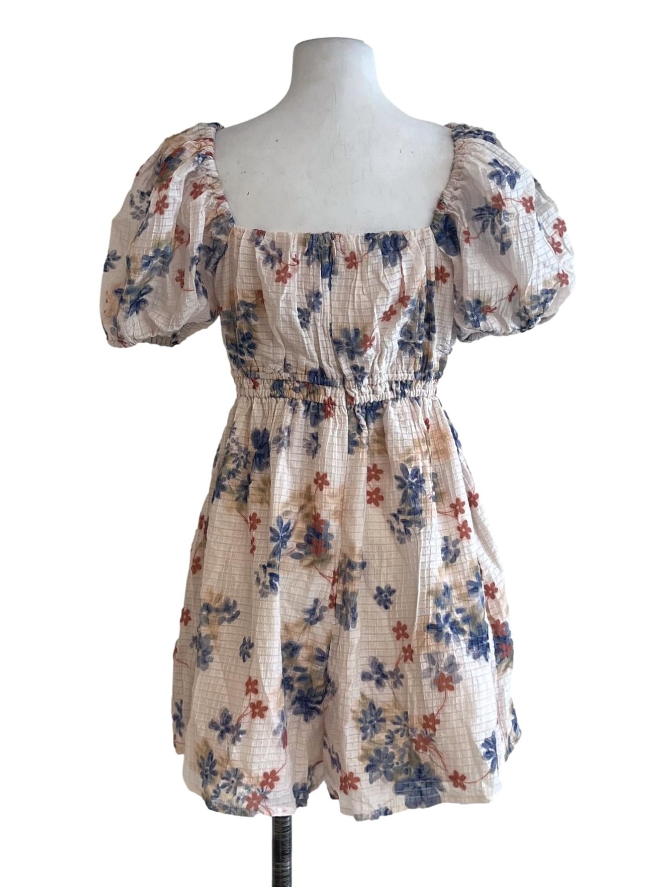 Coconut Beige Floral Patterned Romper