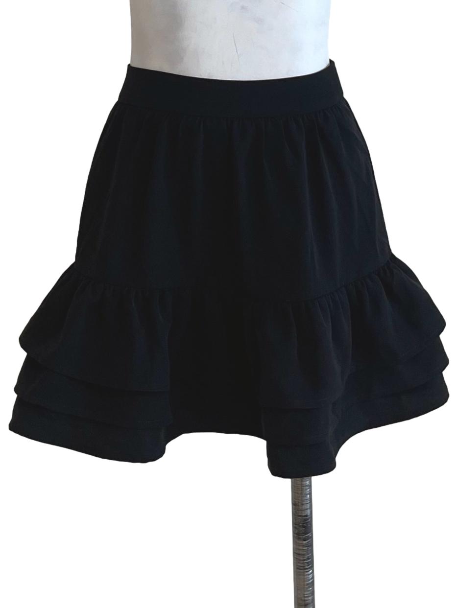 Black High-Waisted Tiered Mini Skirt