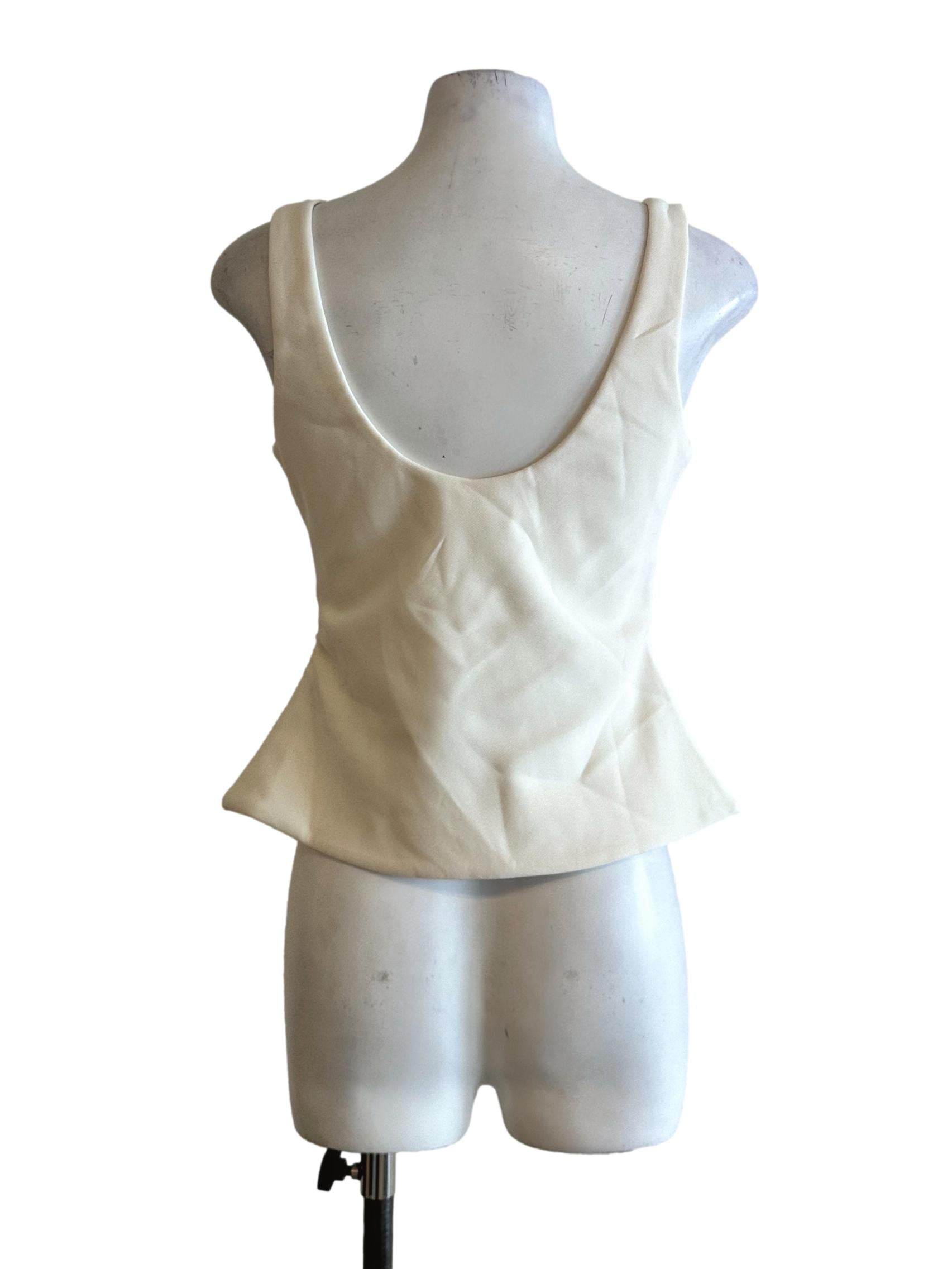 Off White Padded Sleeveless Top LB
