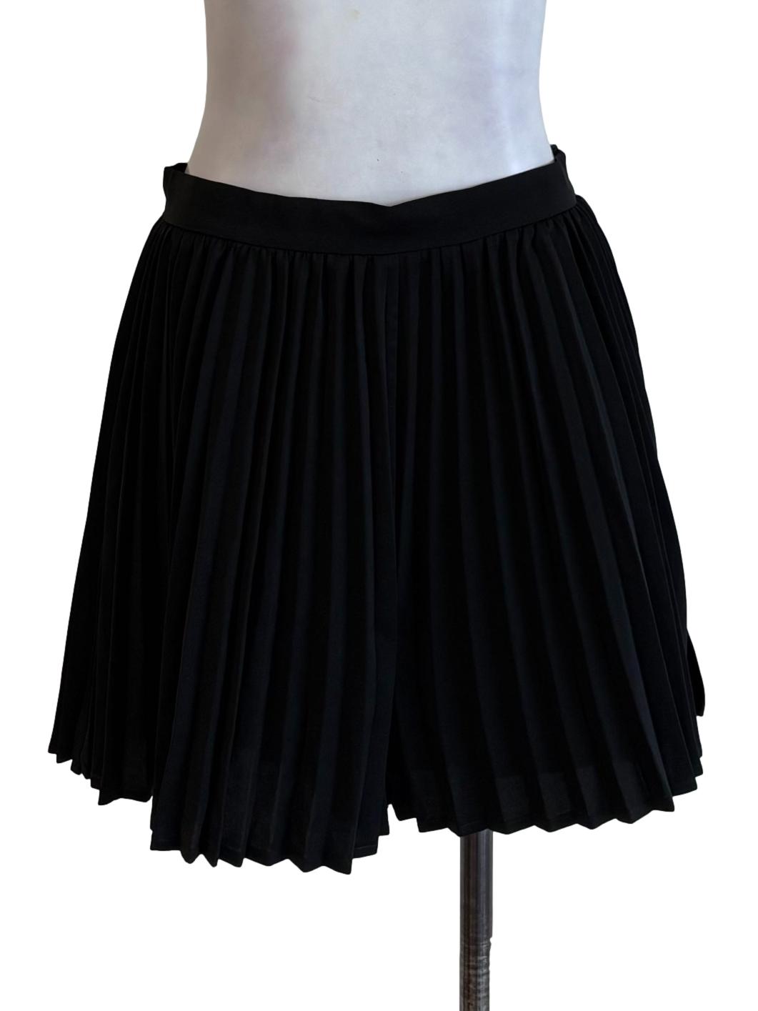 Black Accordion Pleated Shorts
