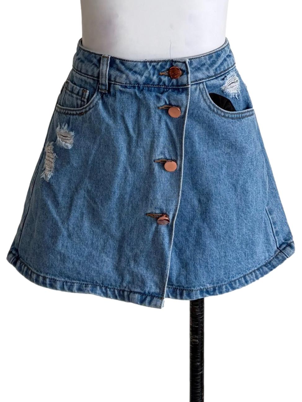 Sky Blue Denim Skorts