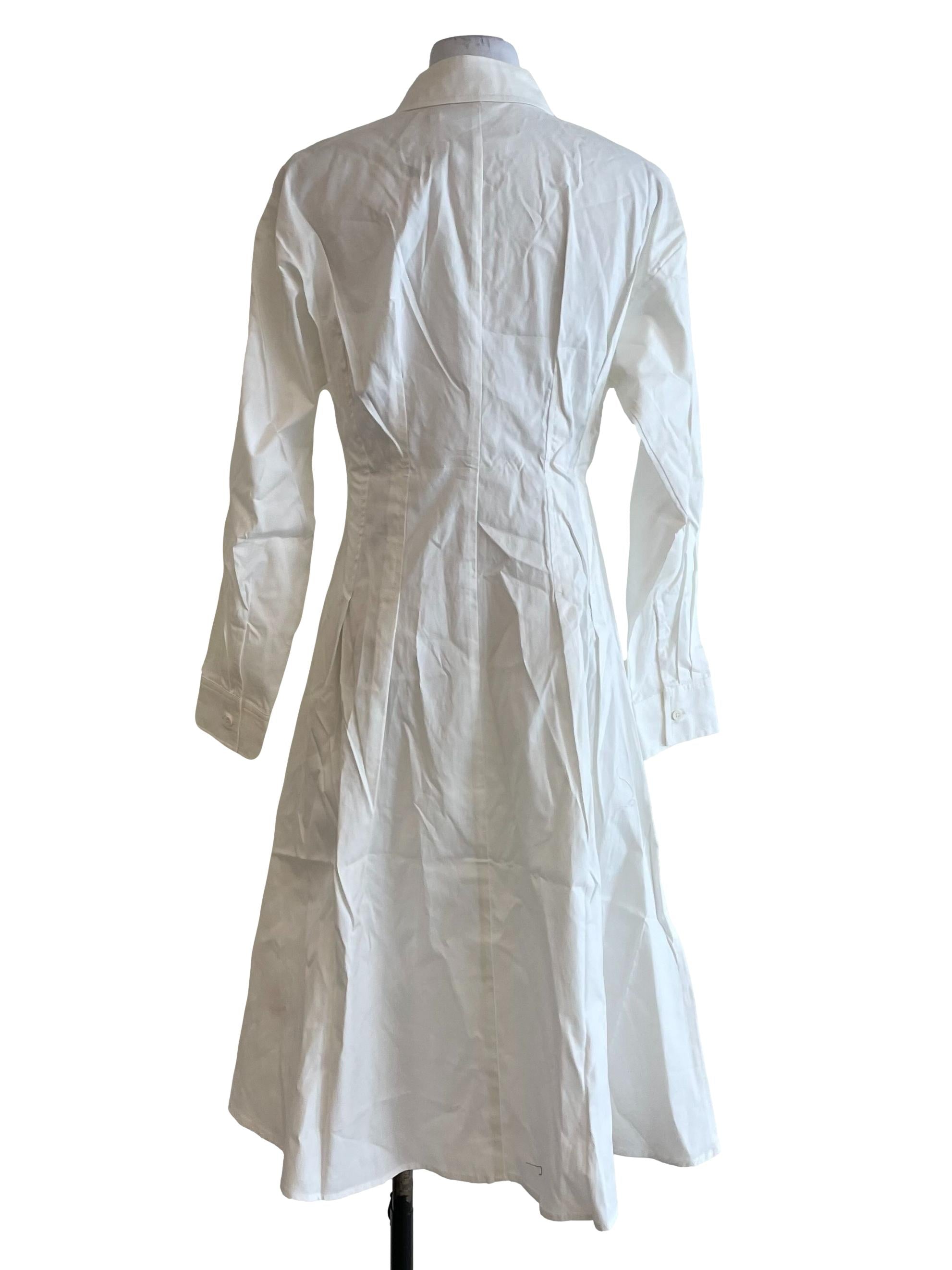 Off White Pleated Shirt Dress
