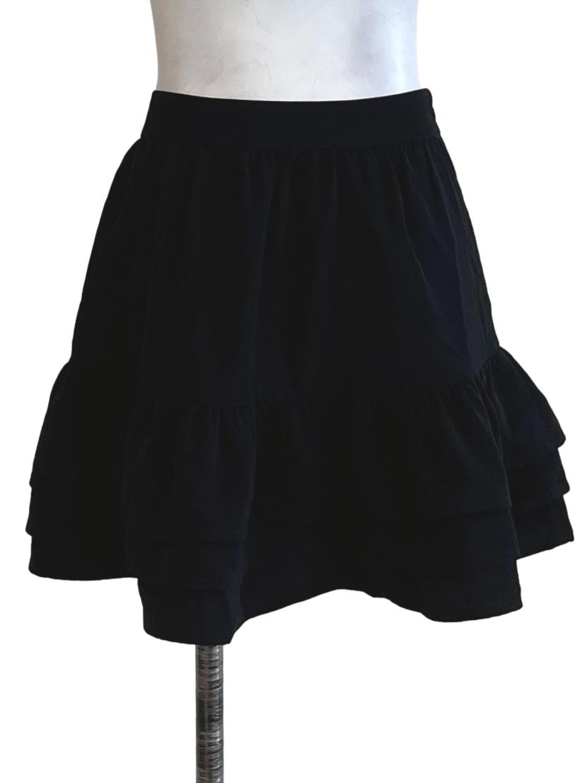 Black High-Waisted Tiered Mini Skirt