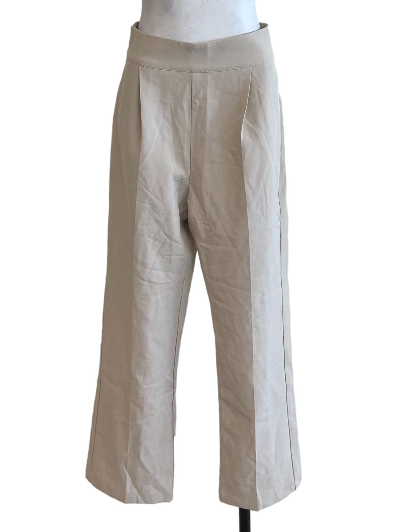 Beige High-Waisted Formal Pants