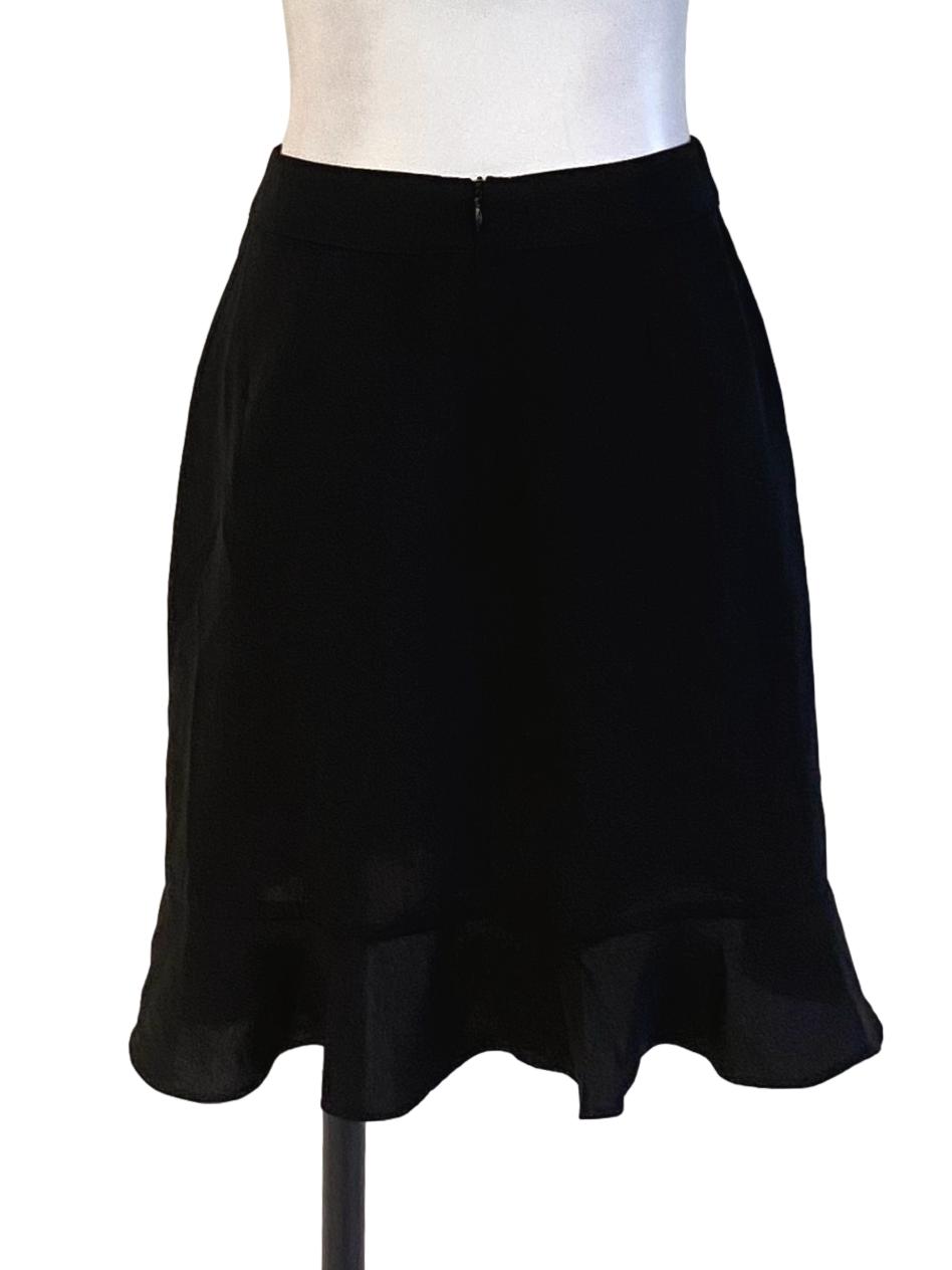 Rich Black Cropped Ruffle Flounce Skirt
