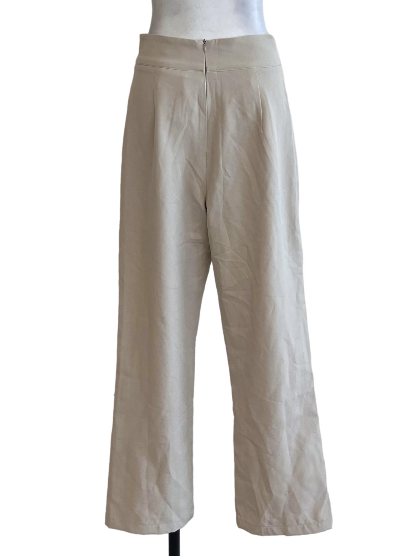 Beige High-Waisted Formal Pants