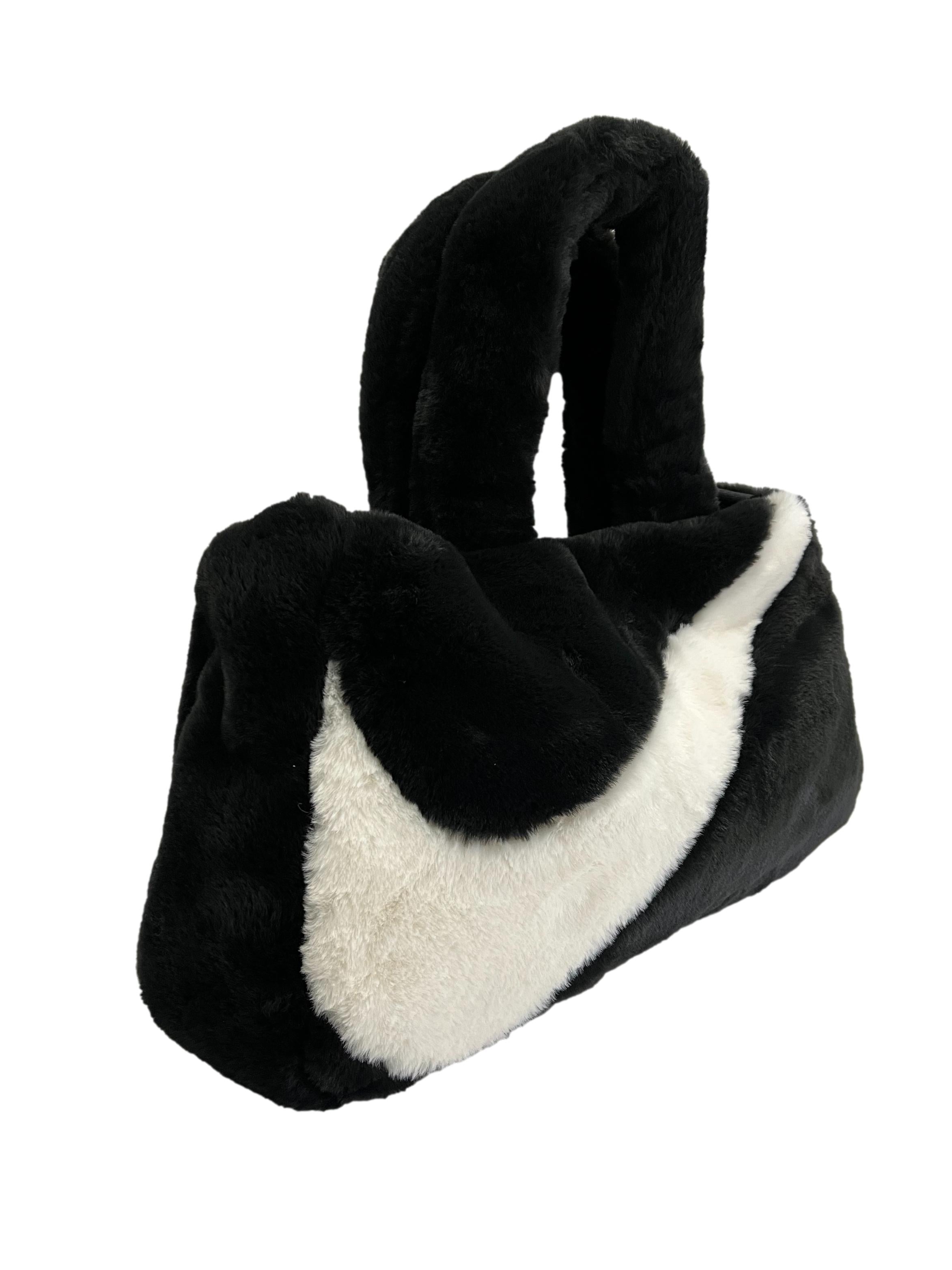 Black Fur Tote Bag