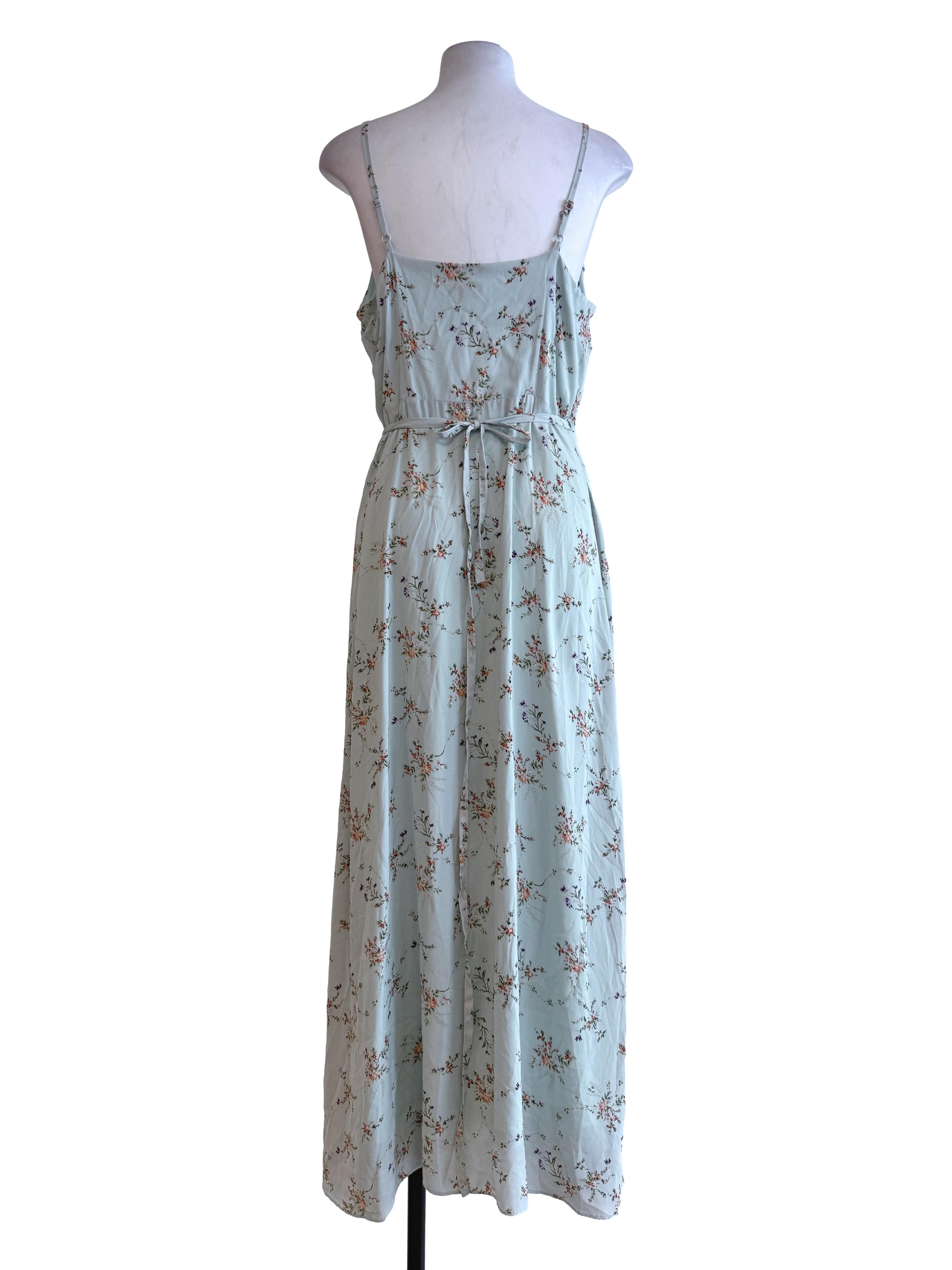 Mint Green Floral Wrap Dress