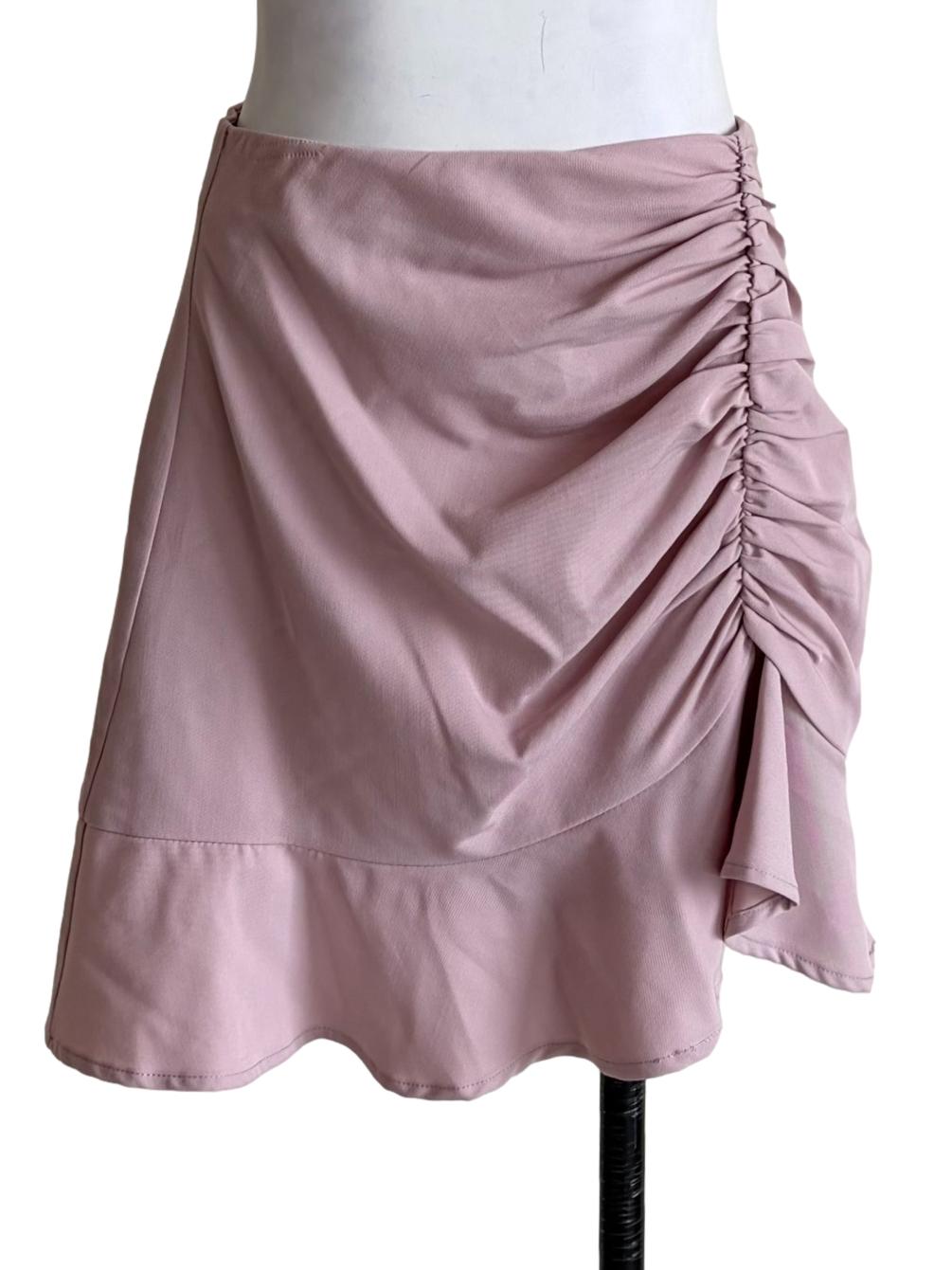 Lavender Purple Side Ruched Mini Skirt