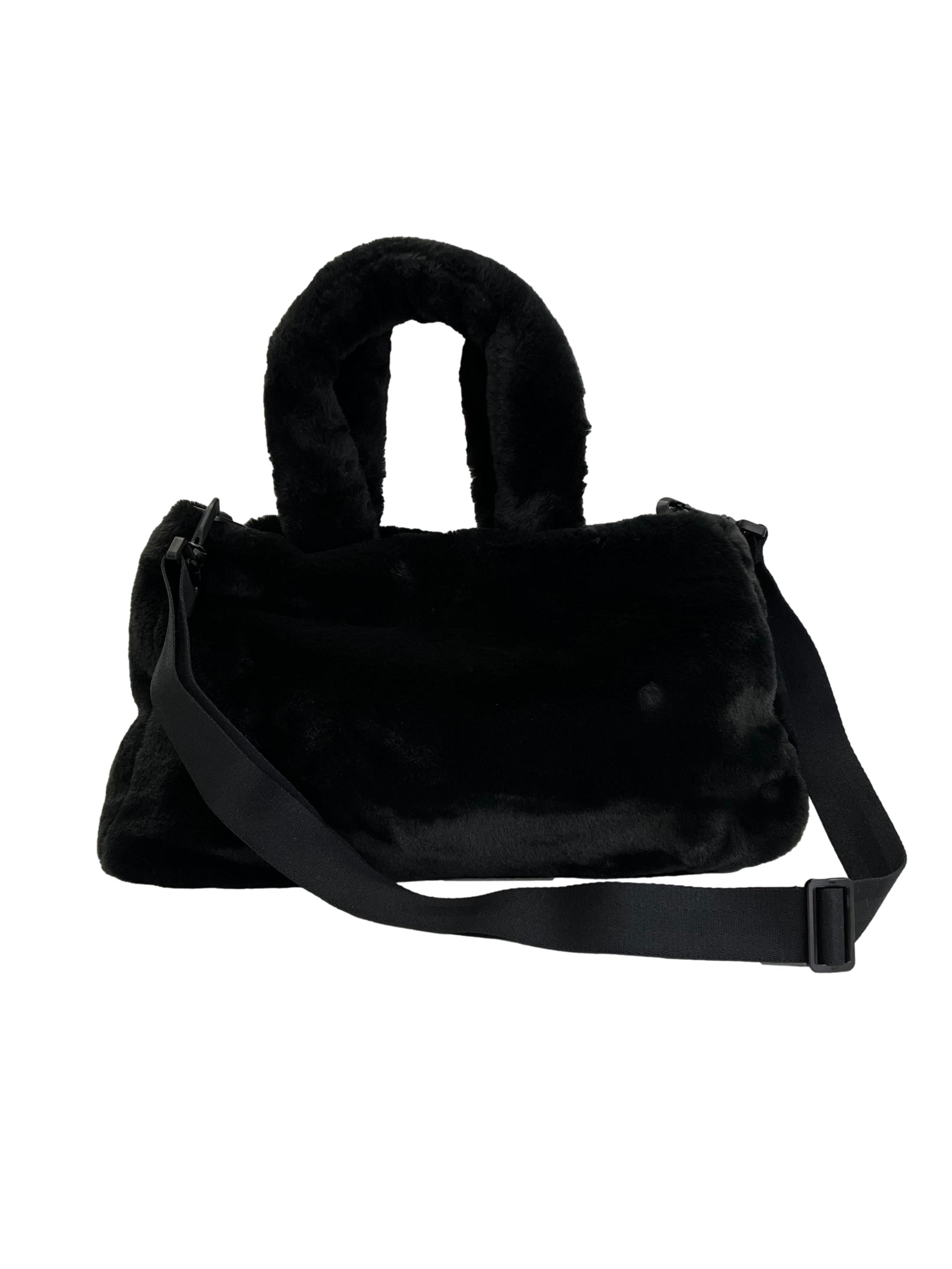 Black Fur Tote Bag