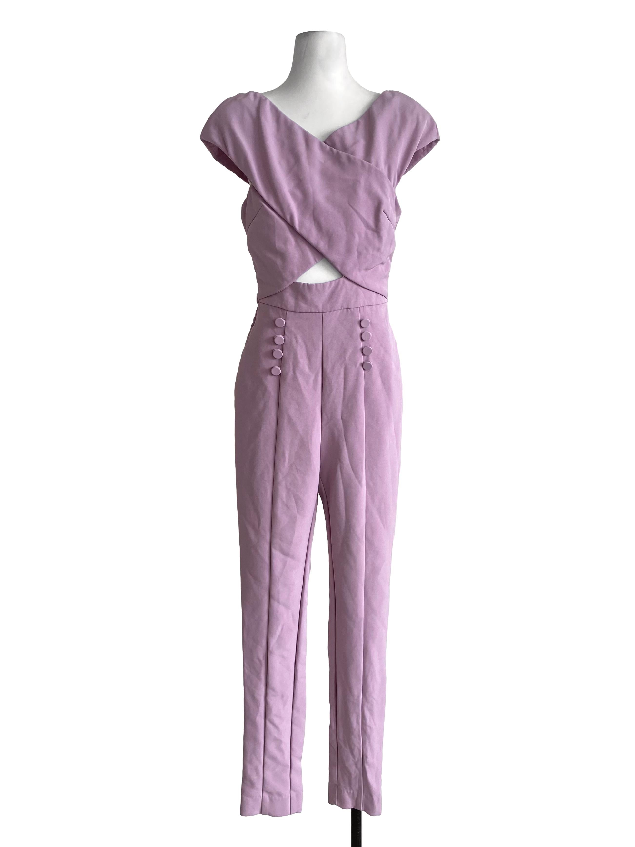 Lavender Purple Solid Criss Cross Jumpsuit
