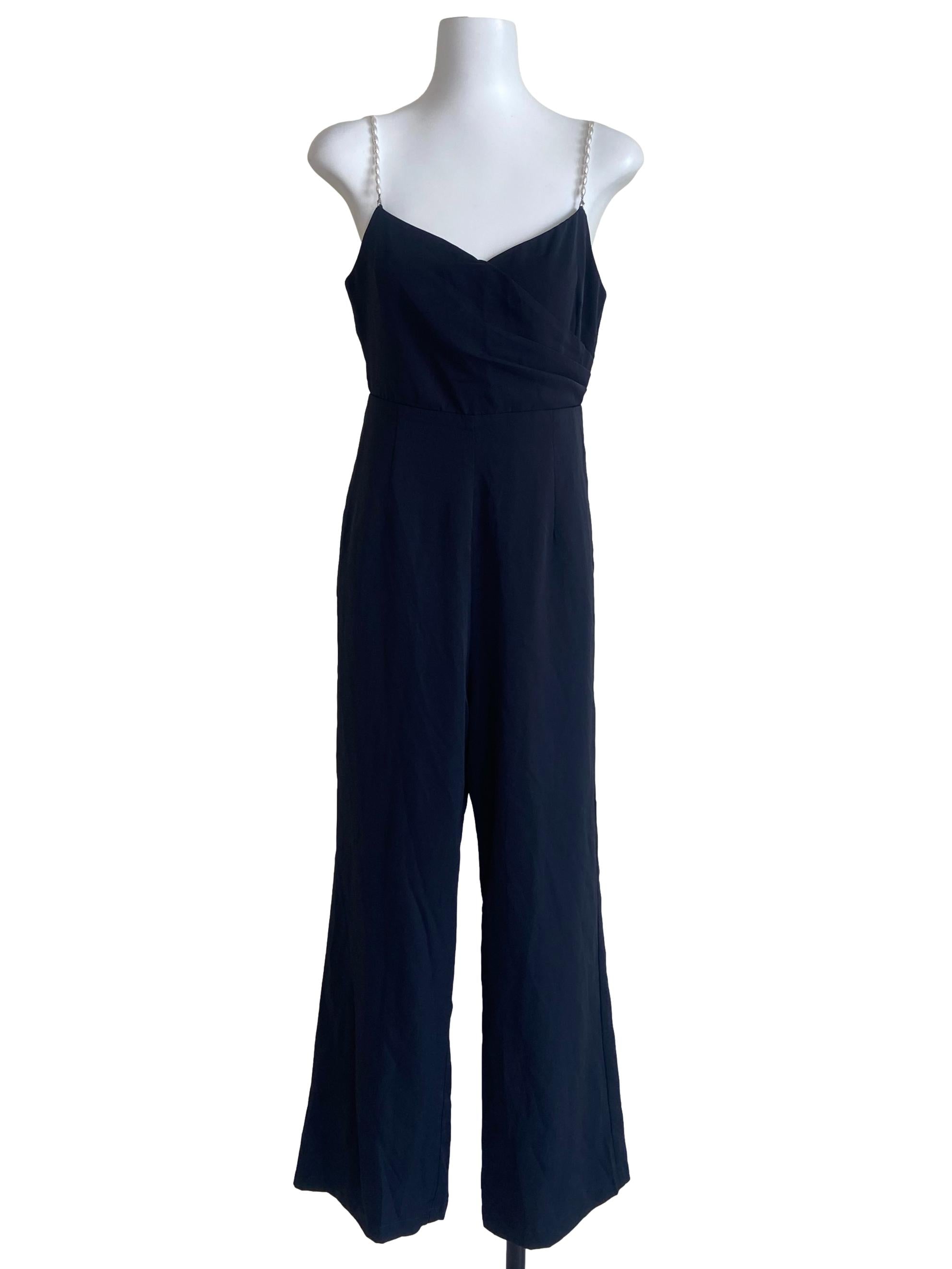 Dark Blue Sleeveless Long Jumpsuit