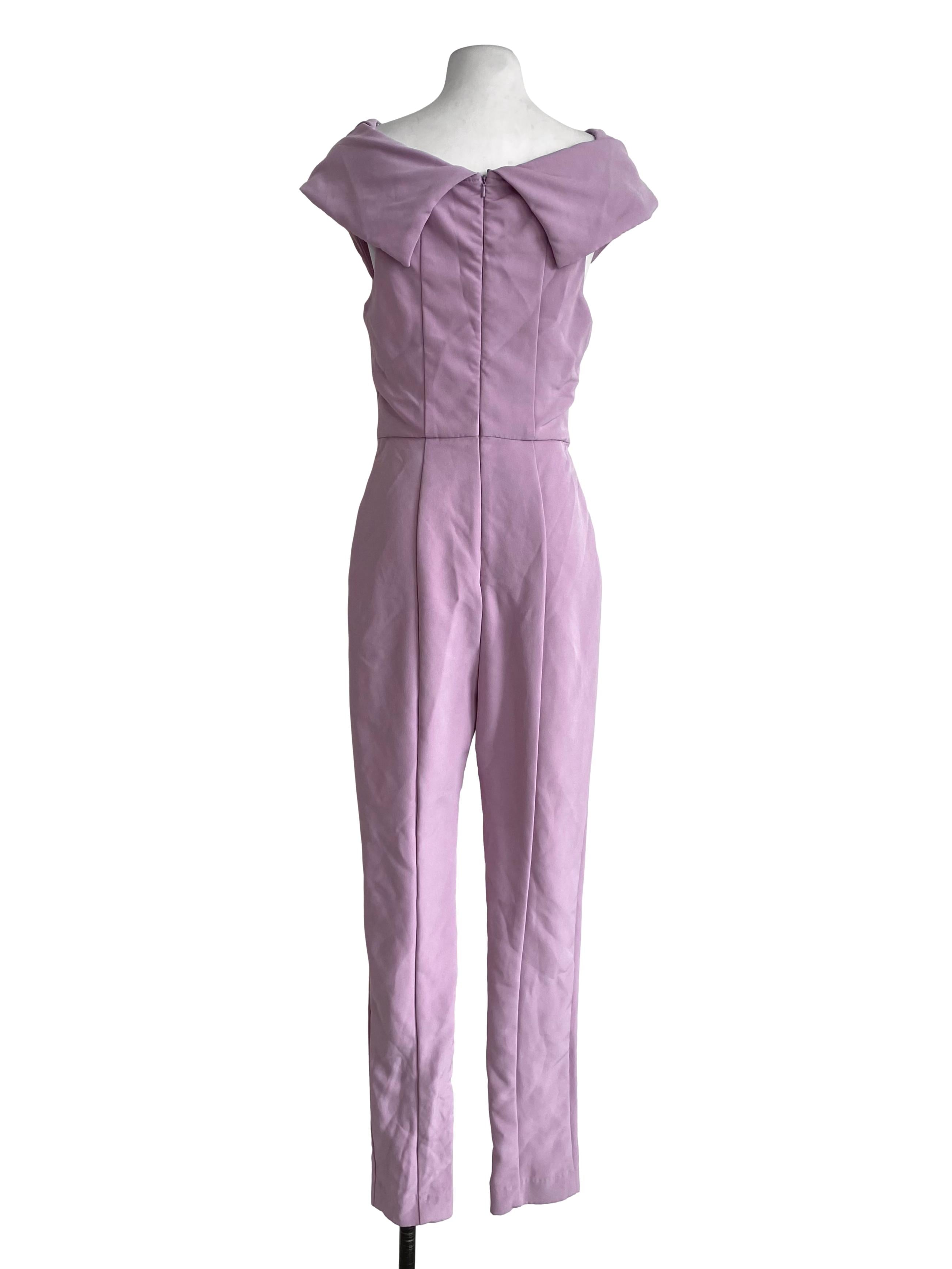 Lavender Purple Solid Criss Cross Jumpsuit